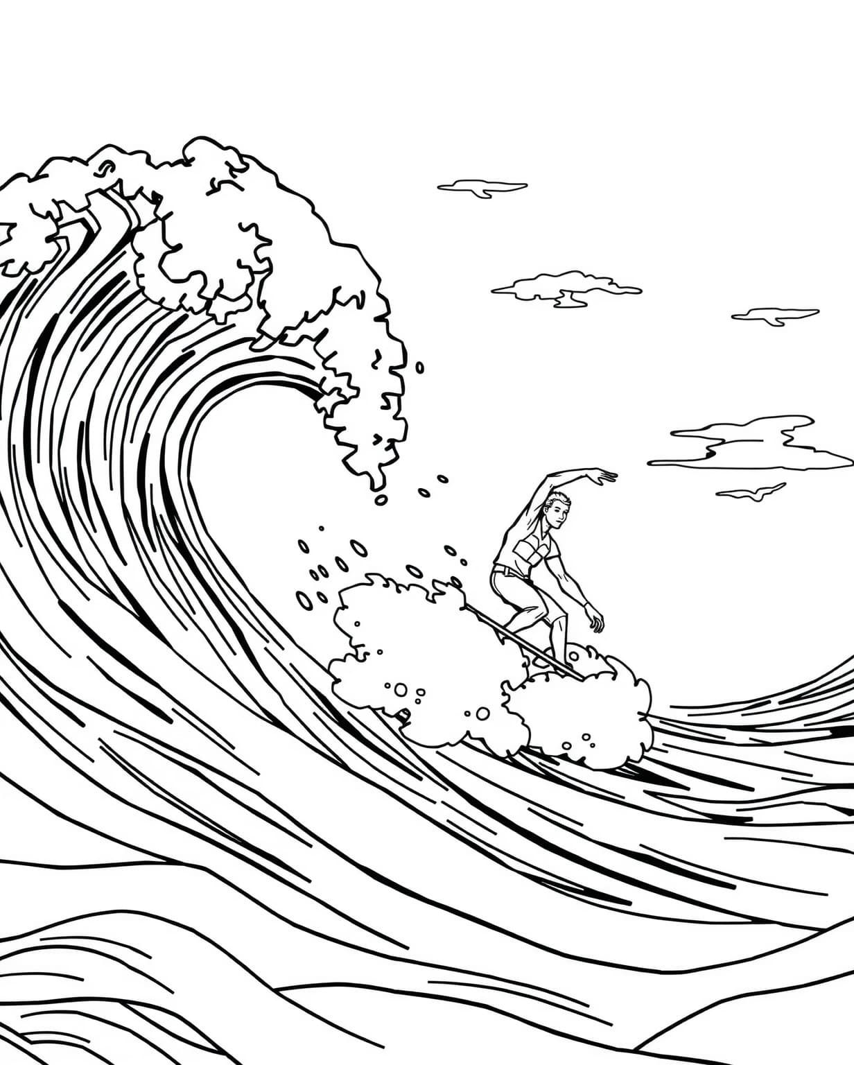 Surfing Adventure Coloring Page