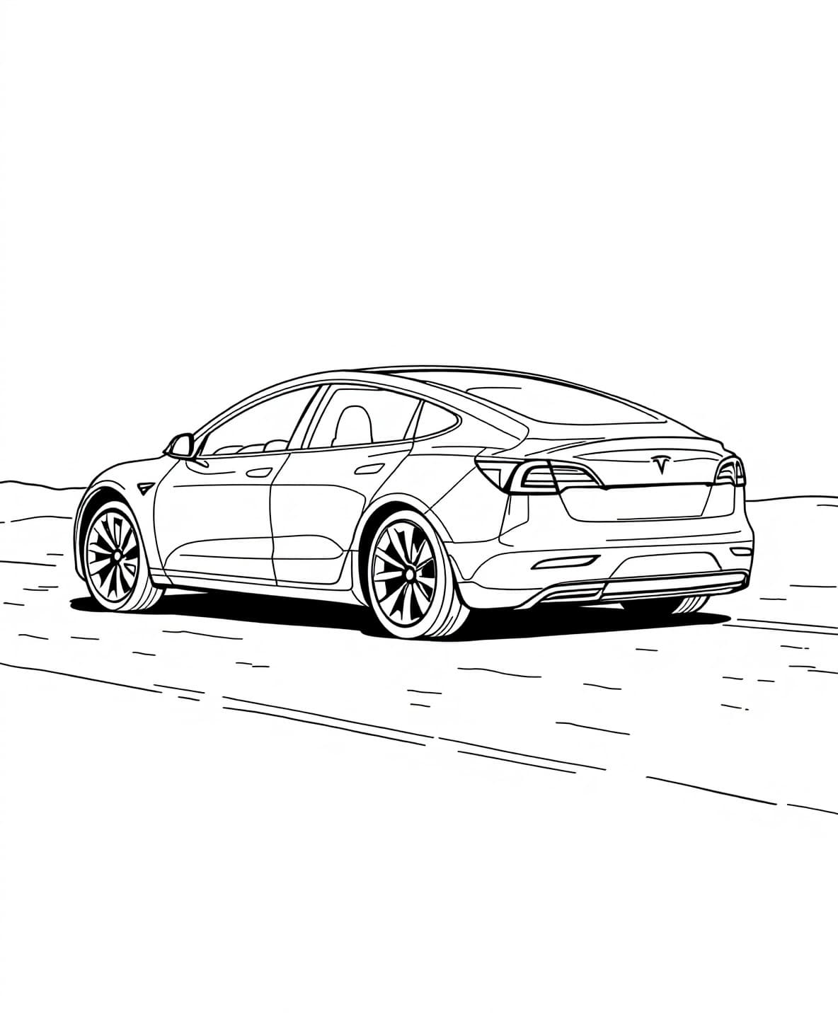Tesla Model 3 Coloring Page