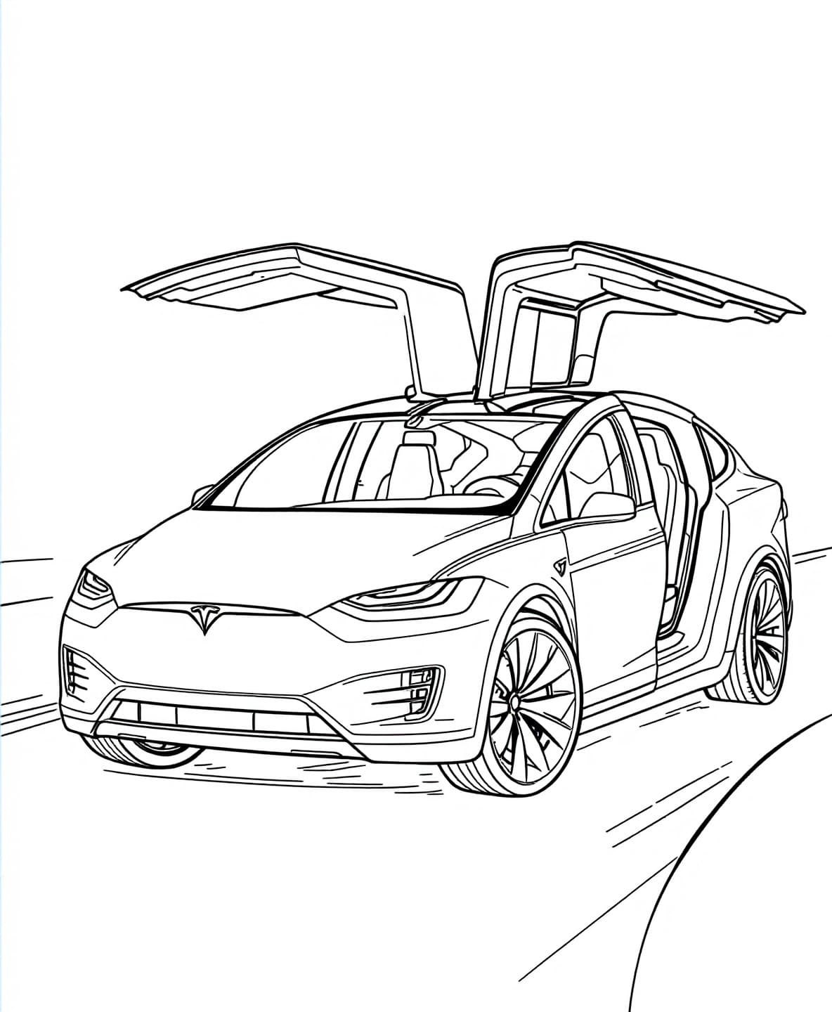 Tesla Model X Coloring Page