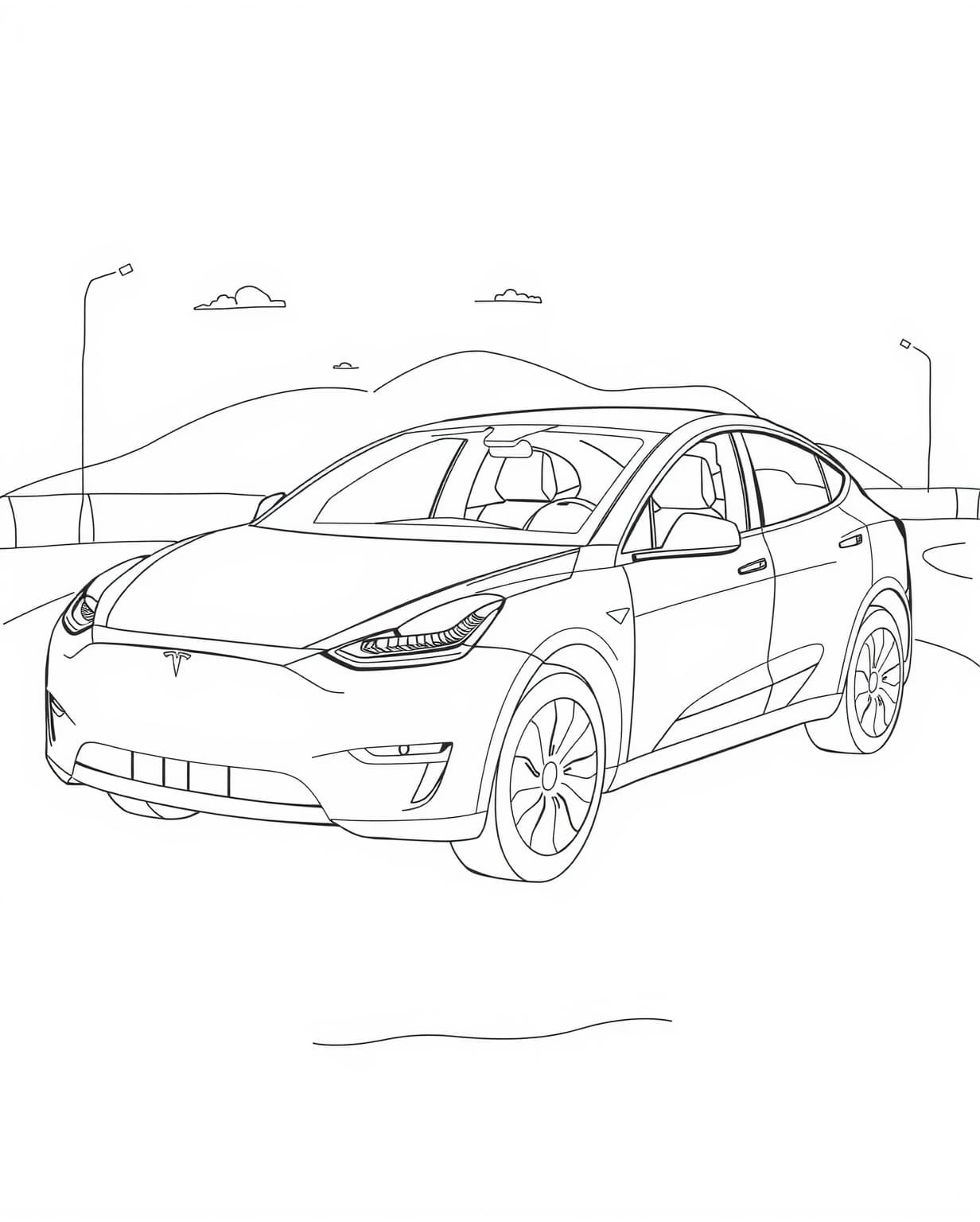 Tesla Model Y Coloring Page
