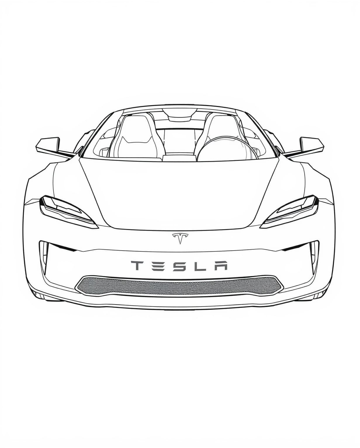 Tesla Roadster Front View Coloring Page