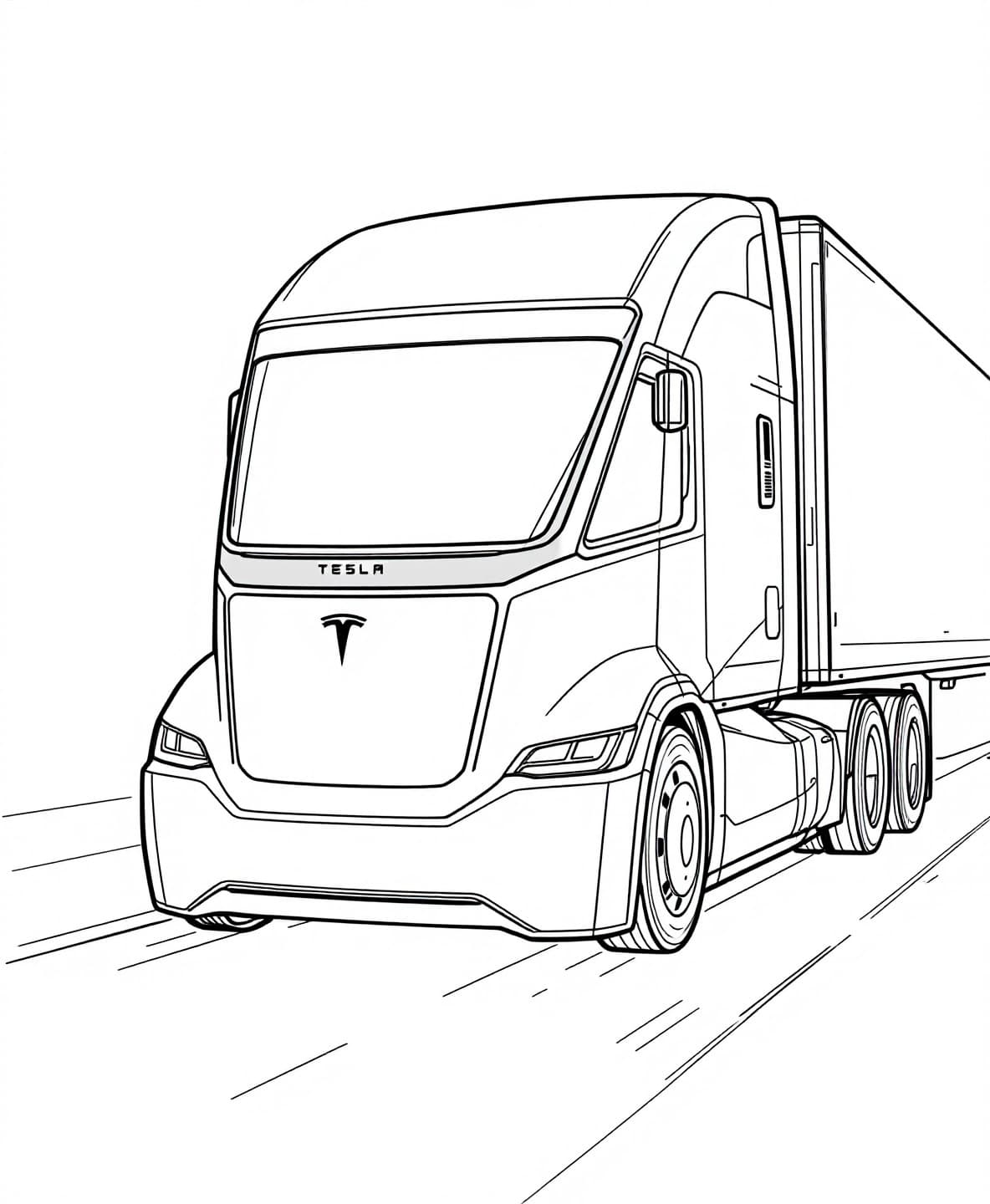 Tesla Semi Truck Coloring Page