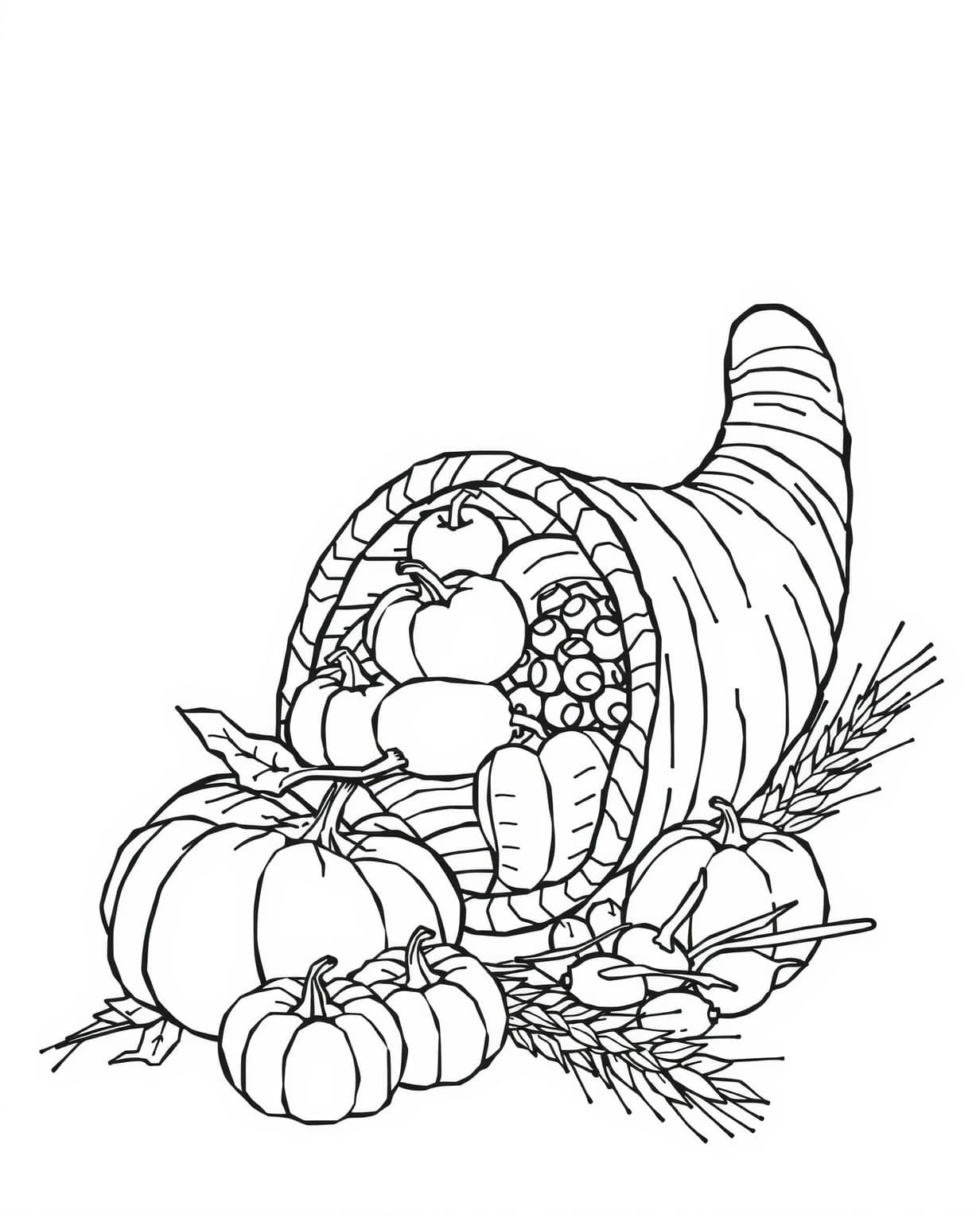 Thanksgiving Cornucopia Coloring Page