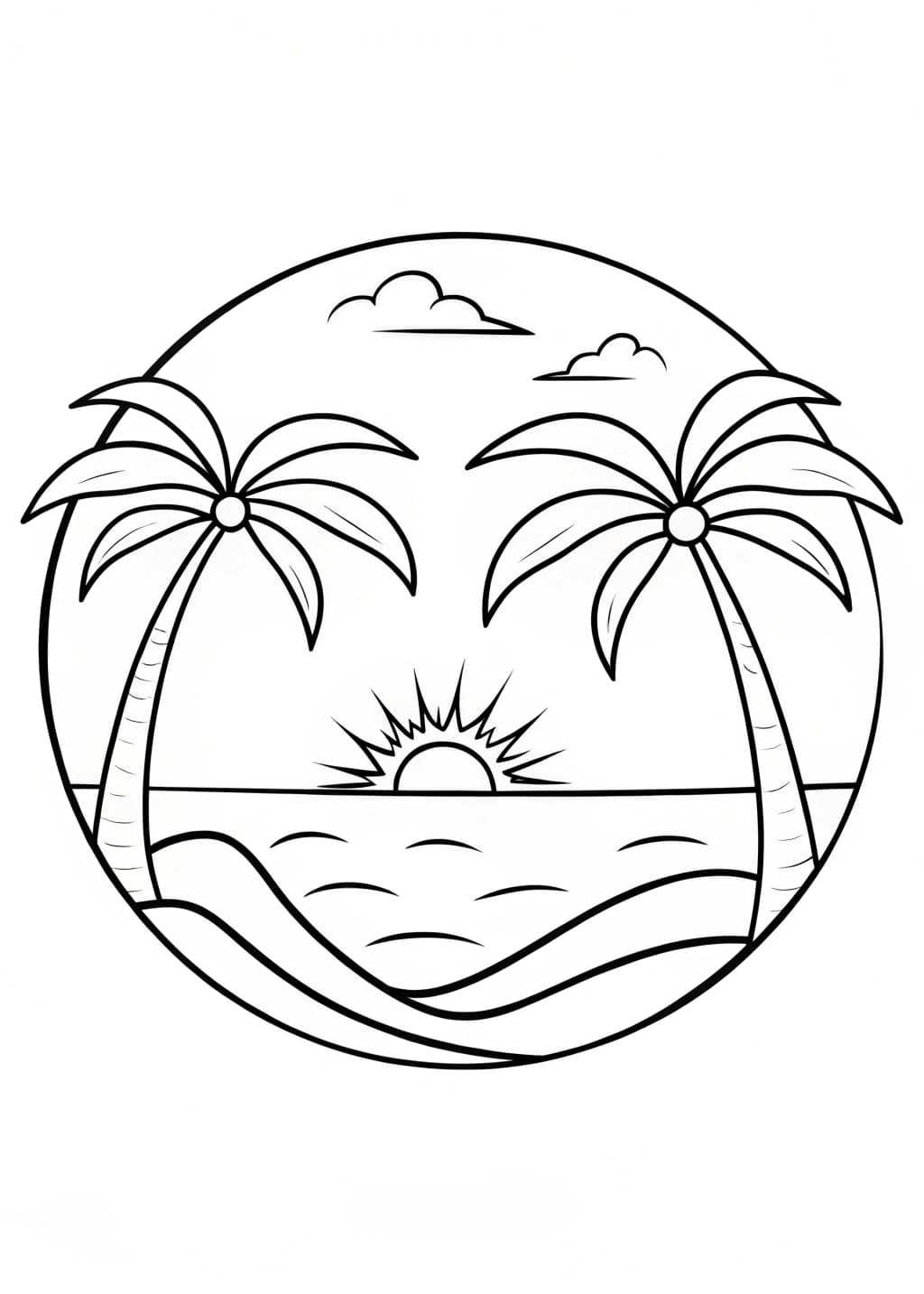 Tropical Beach View Coloring Page