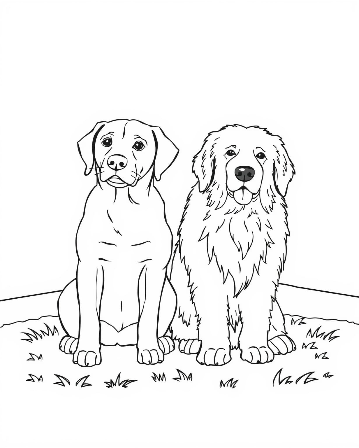 Two Dogs Coloring Page