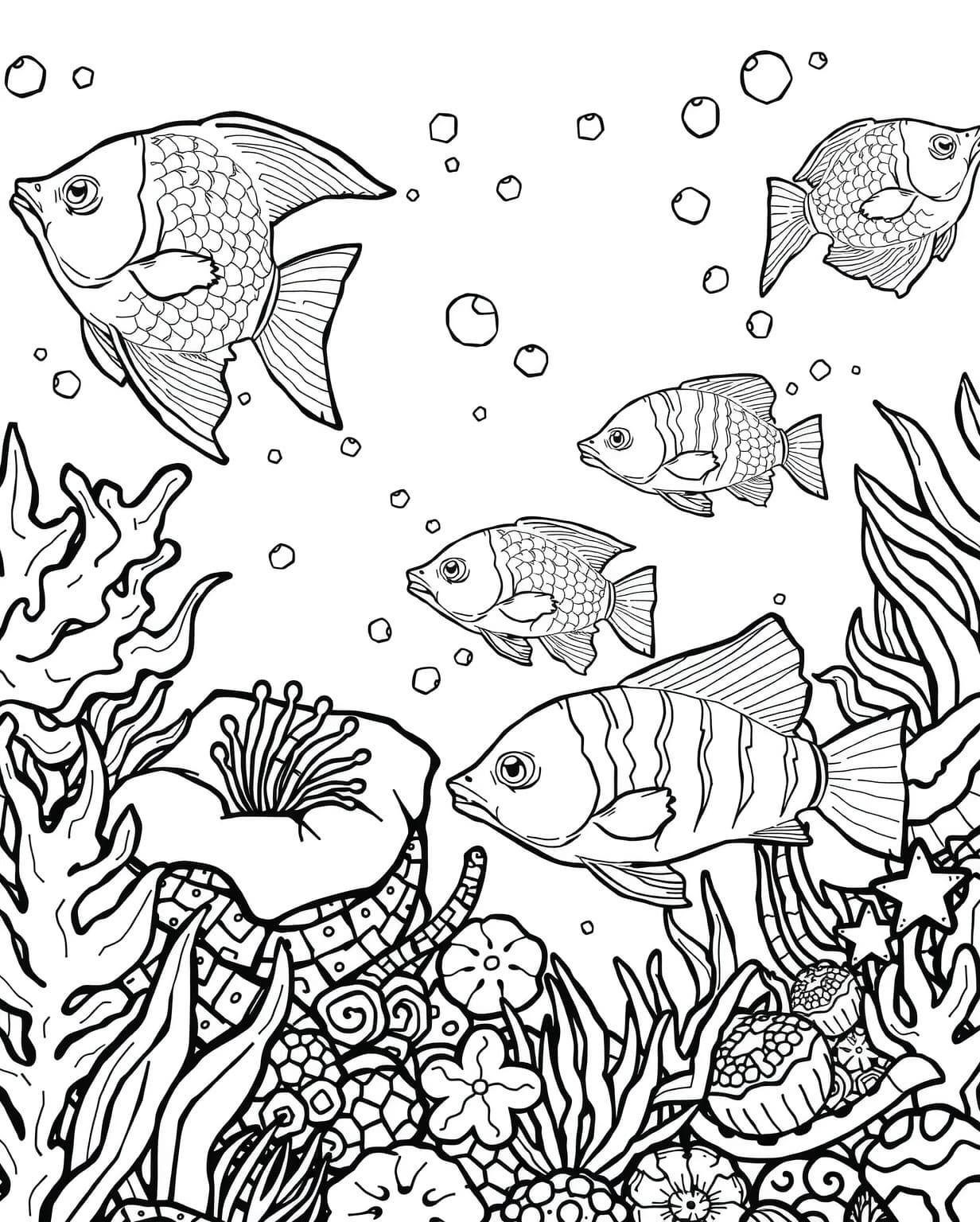 Underwater Reef Fish Coloring Page