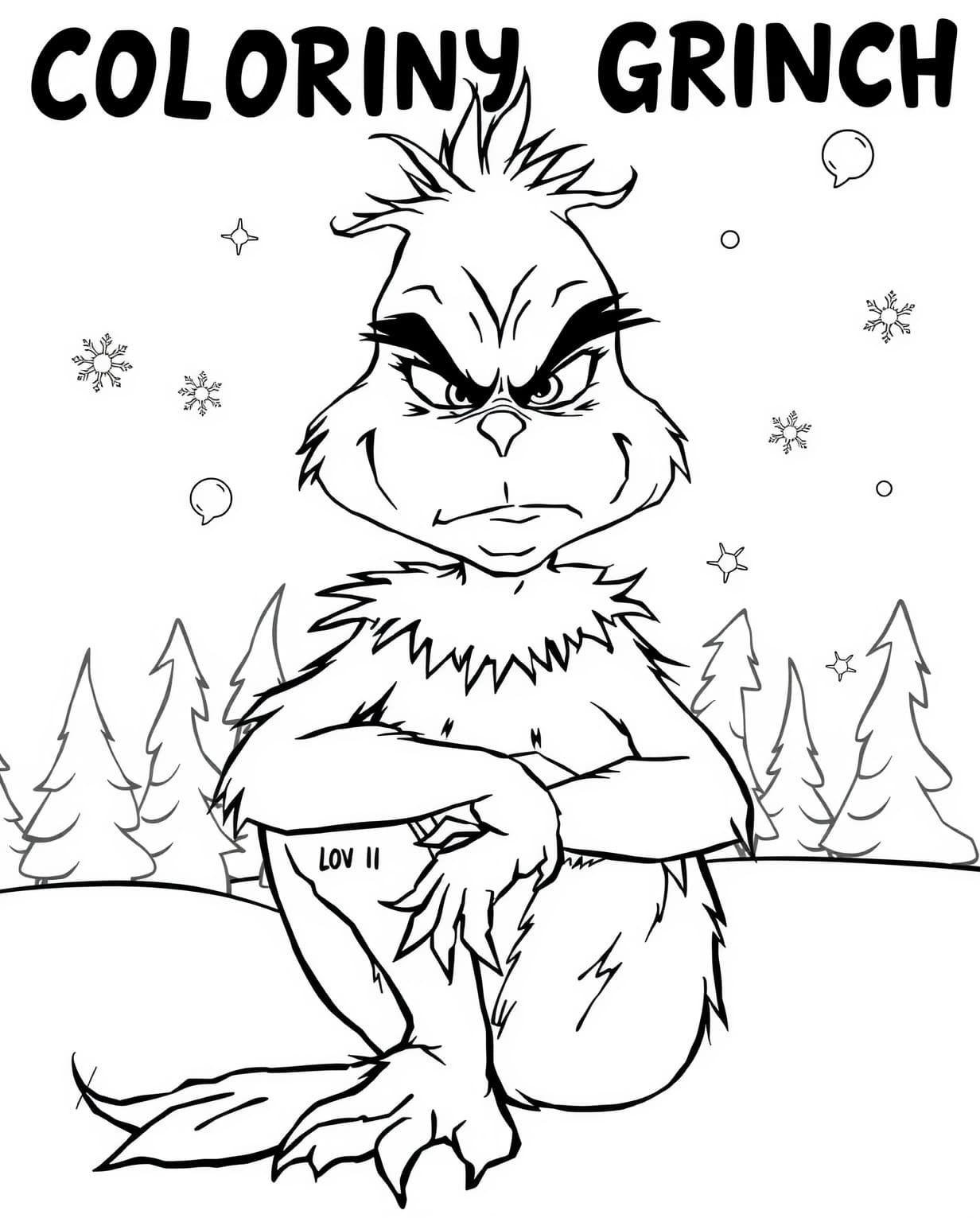 Unhappy Grinch Coloring Page