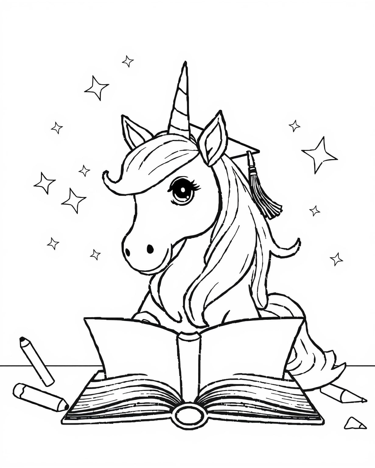 Unicorn Academy Coloring Page