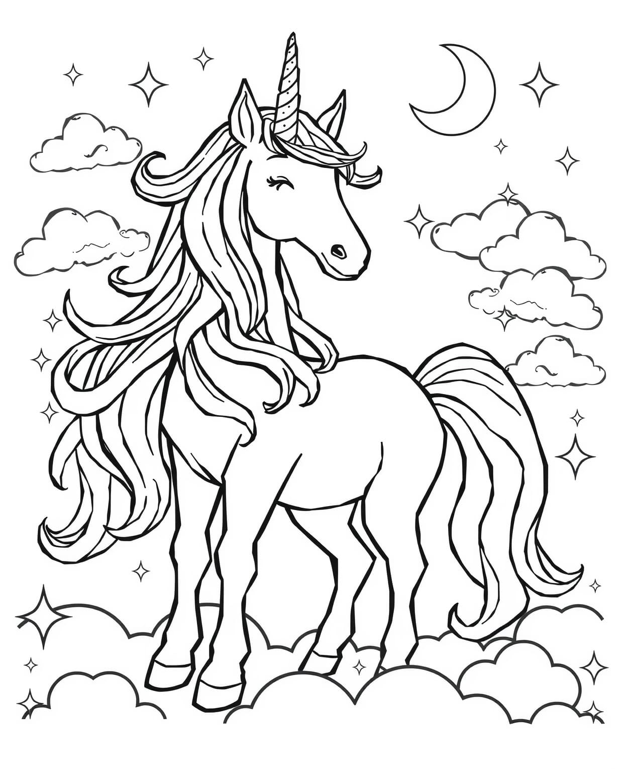 Unicorn And Horse Coloring Page