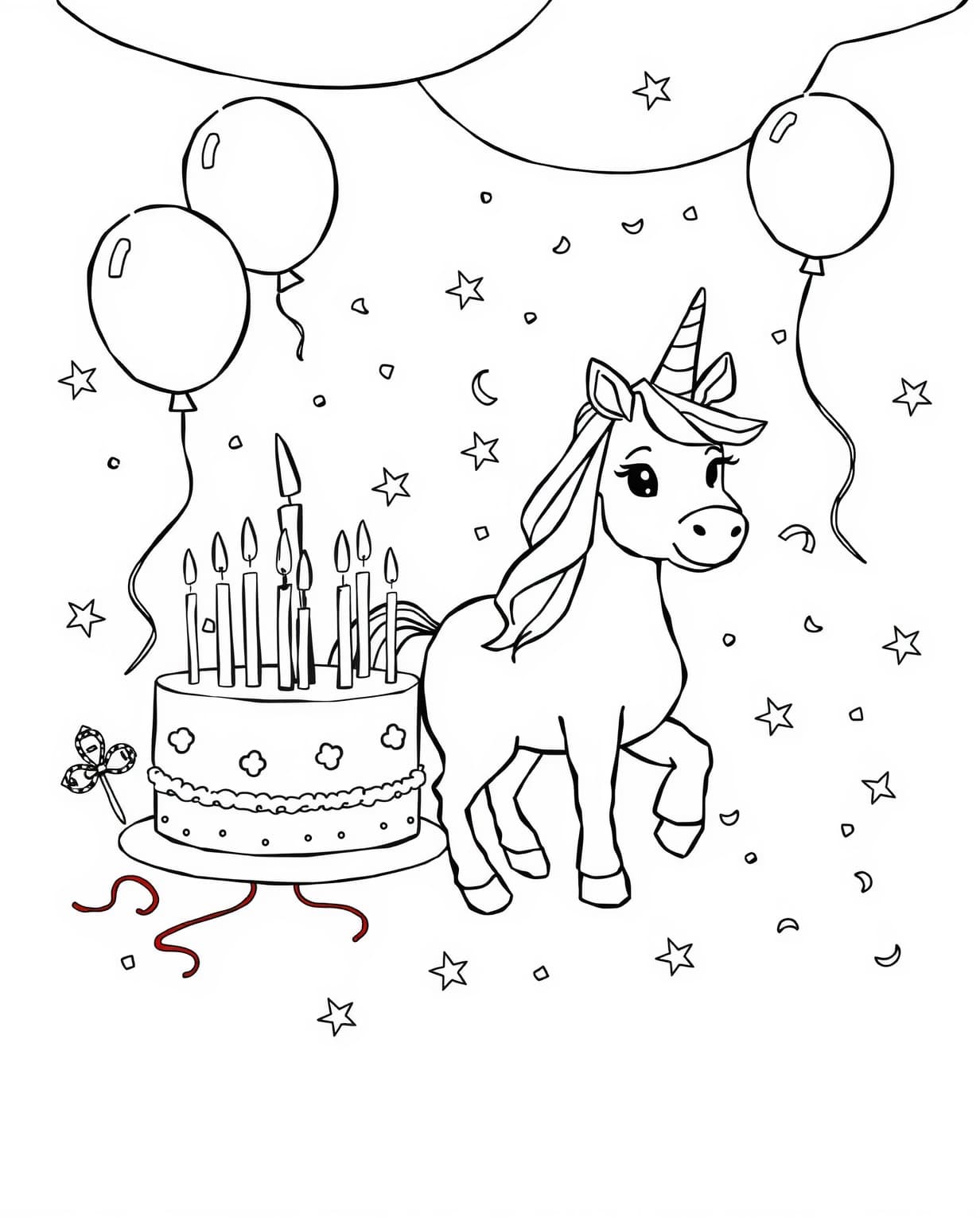 Unicorn Birthday Coloring Page