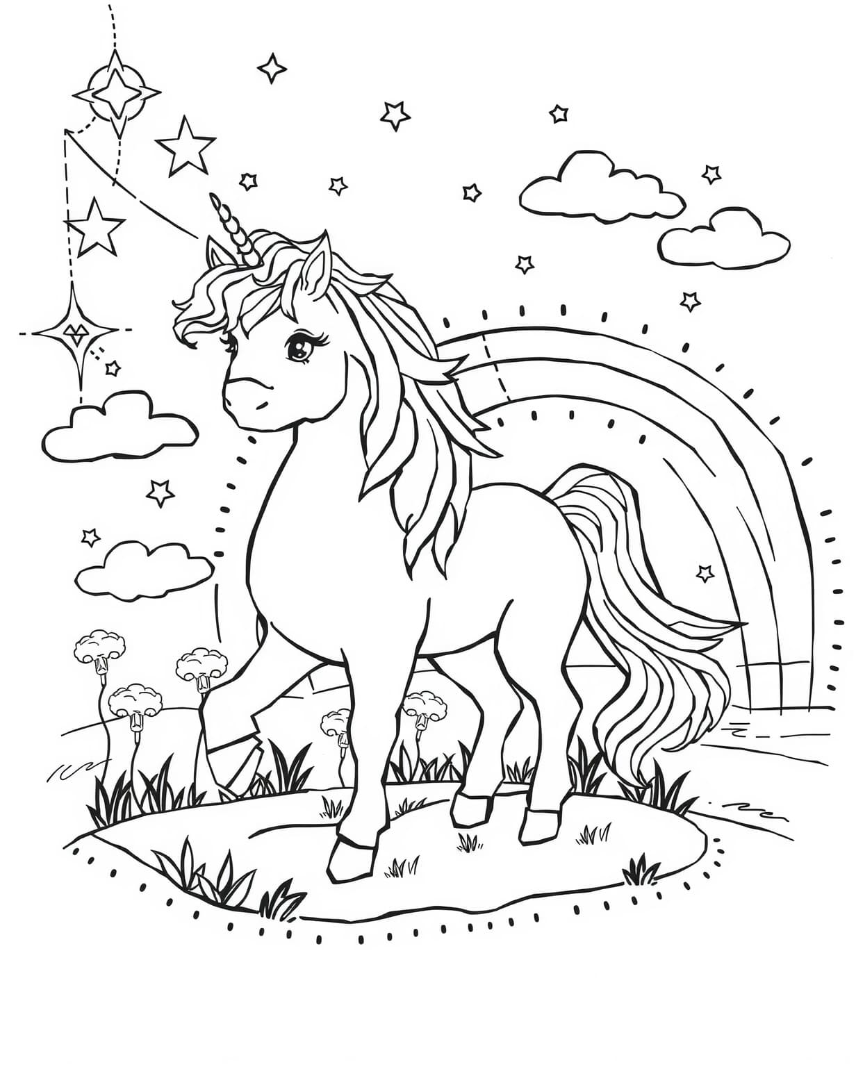 Unicorn Color By Number Coloring Page