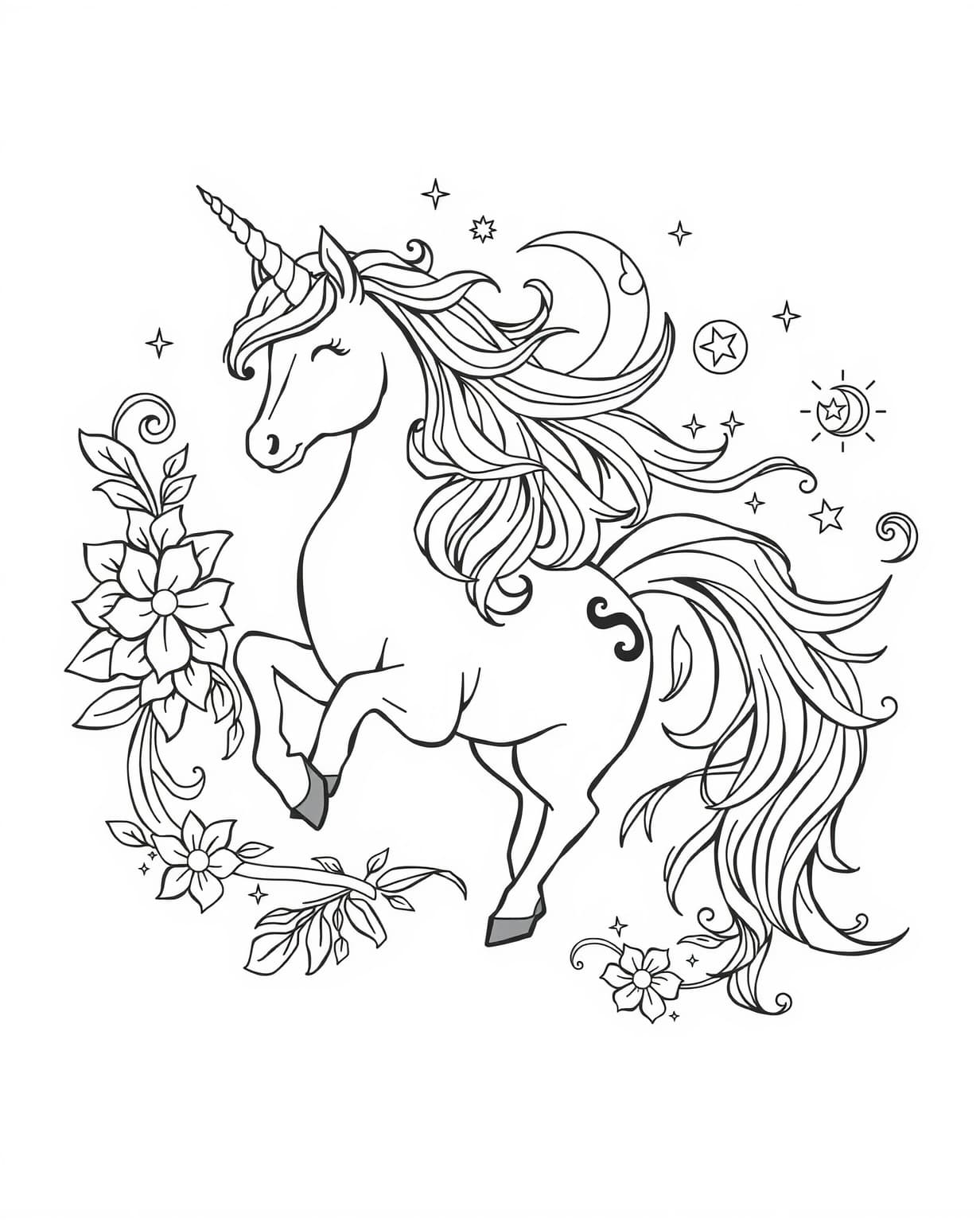 Unicorn Coloring Page For Adults