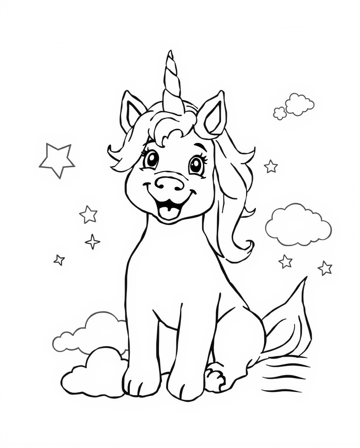 Unicorn Dog Coloring Page