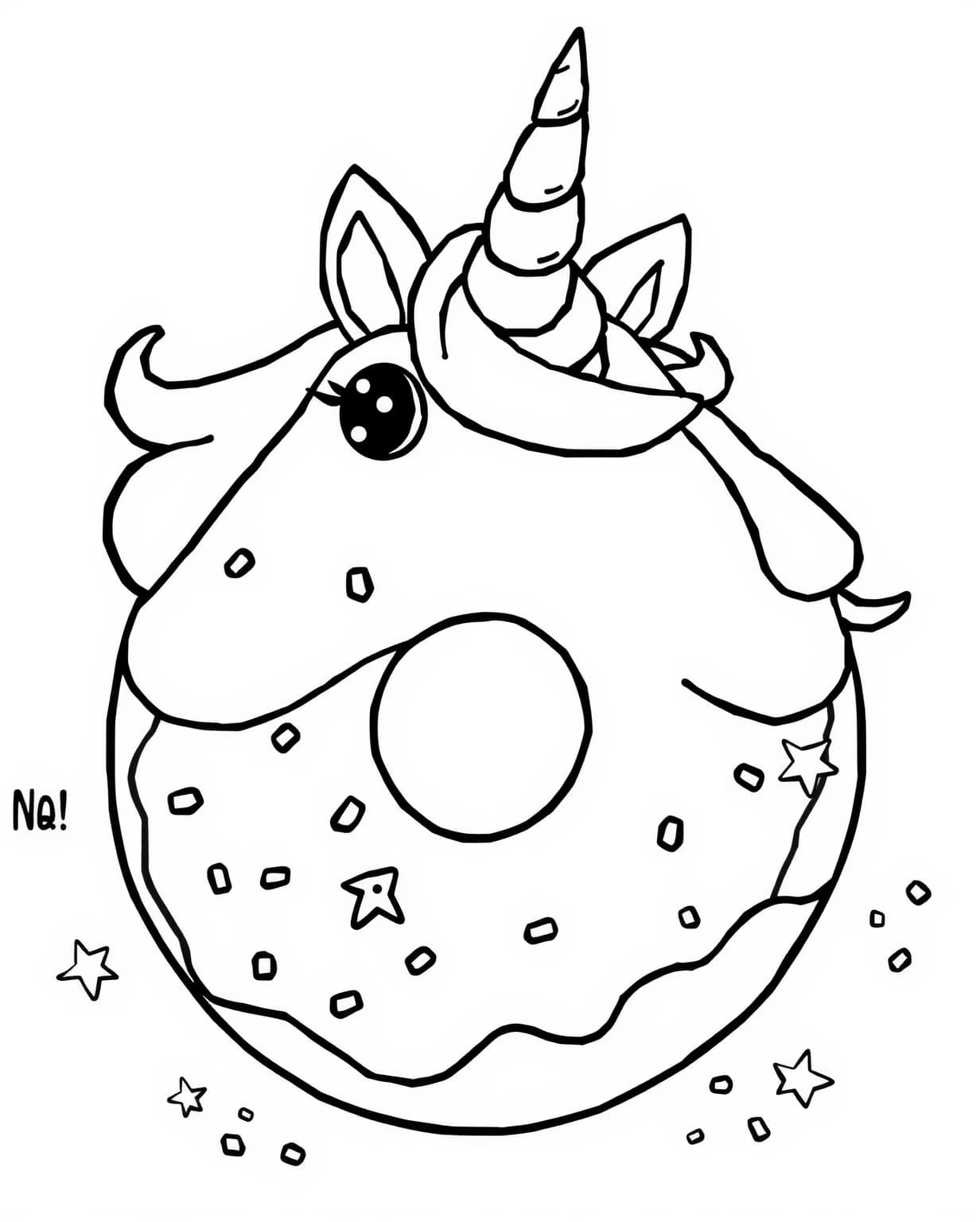 Unicorn Donut Coloring Page