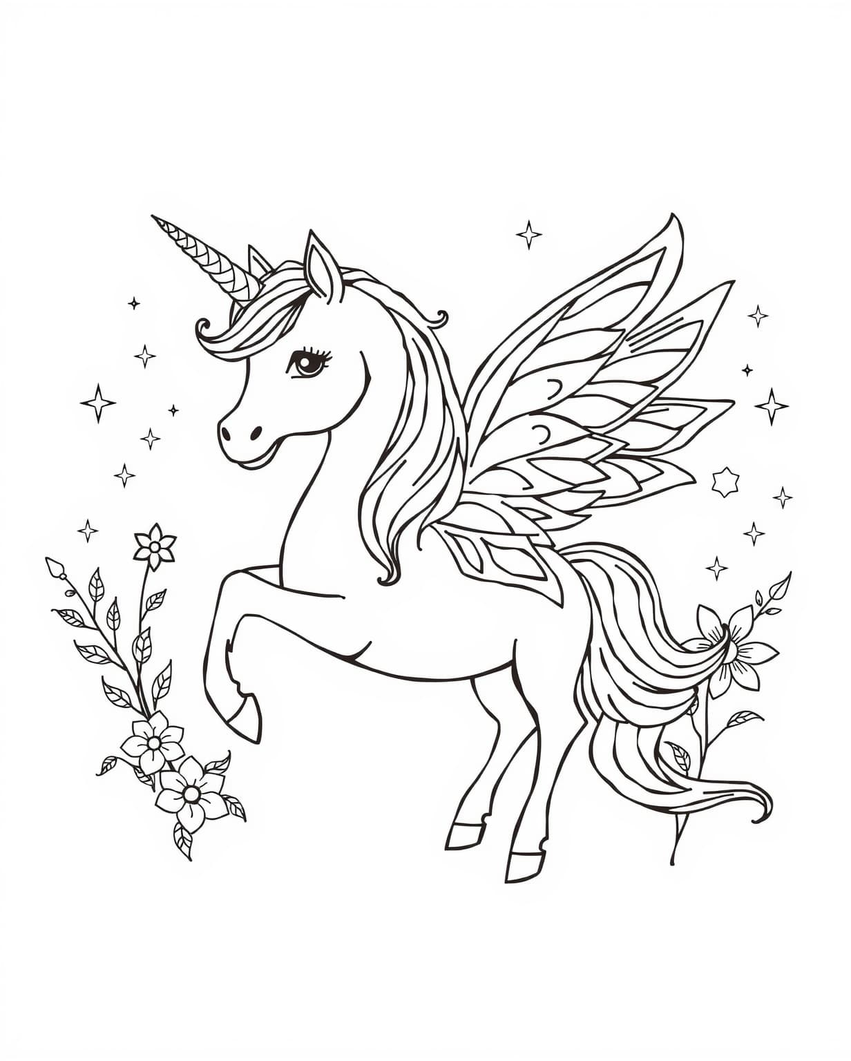 Unicorn Fairy Coloring Page