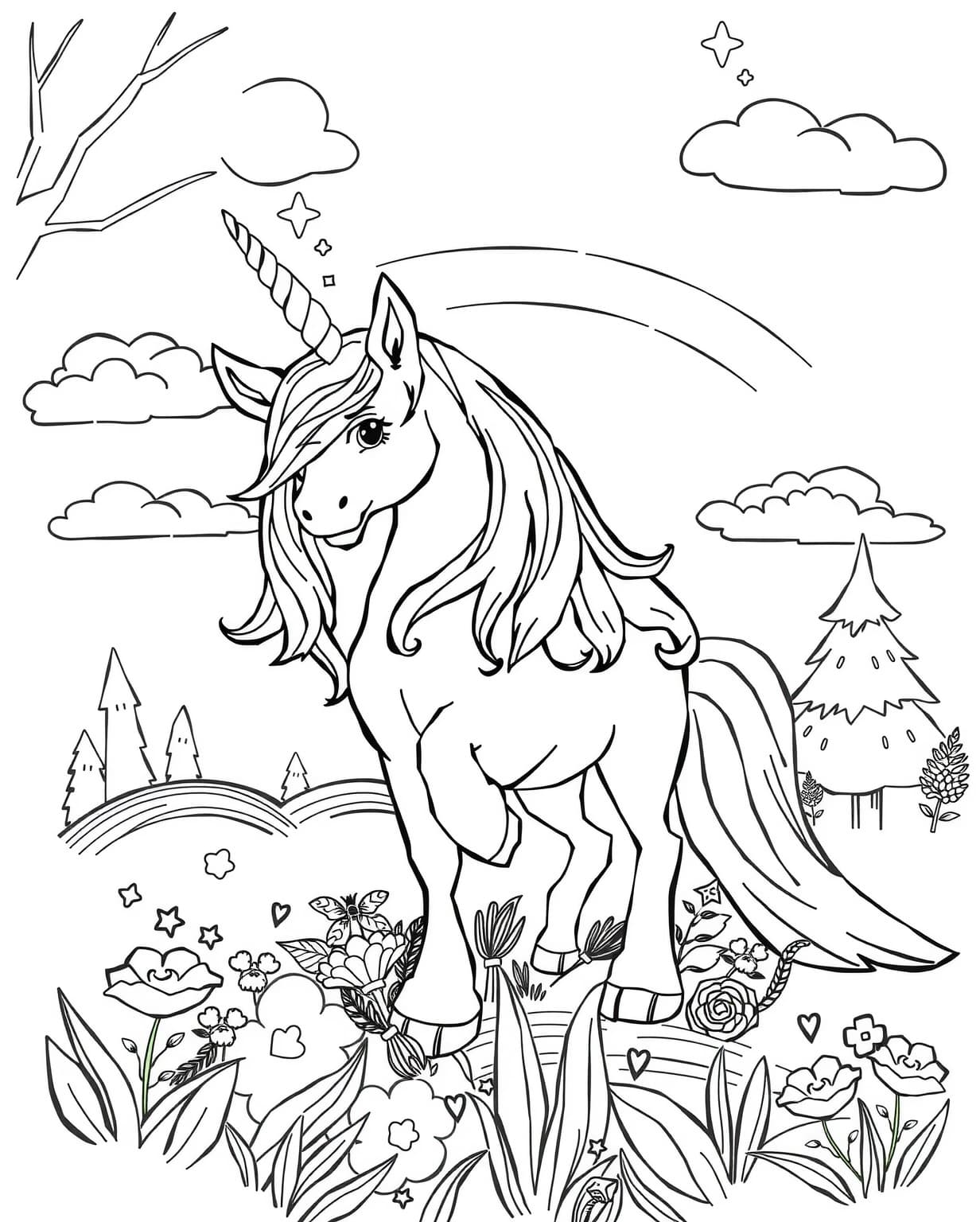 Unicorn Horse Coloring Page
