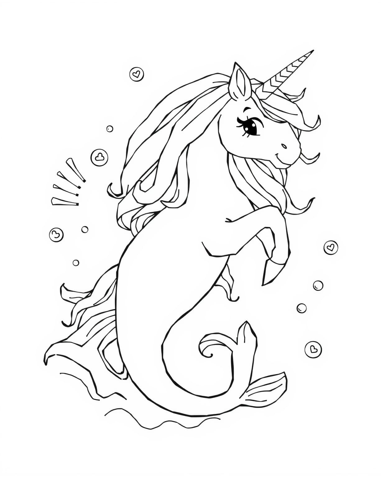 Unicorn Mermaid Coloring Page