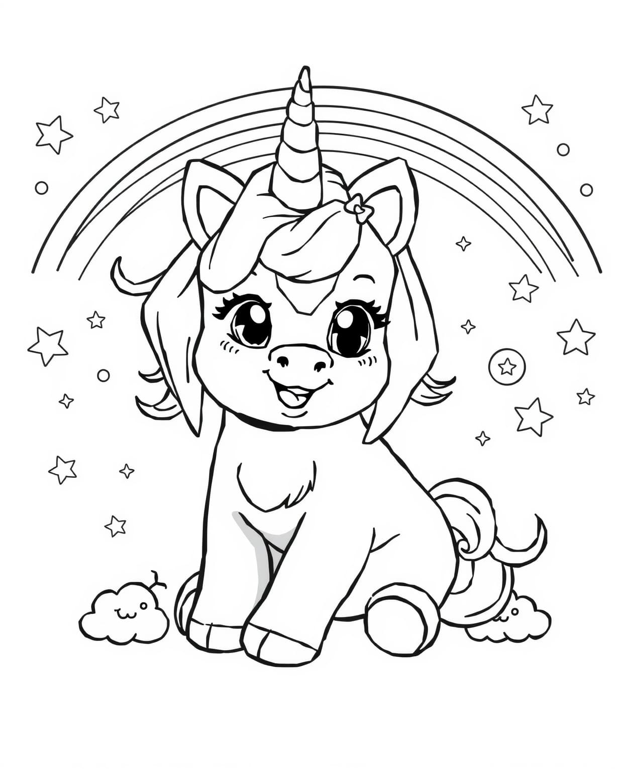 Unicorn Puppy Coloring Page