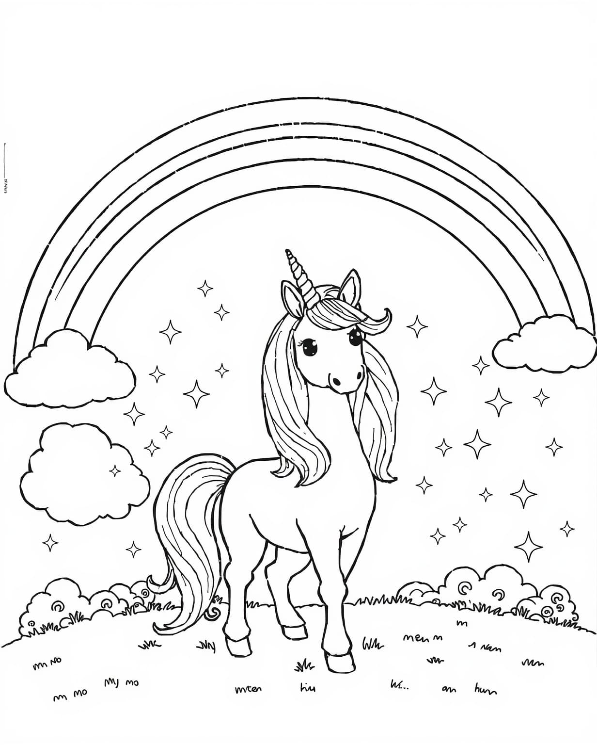 Unicorn Rainbow Coloring Page