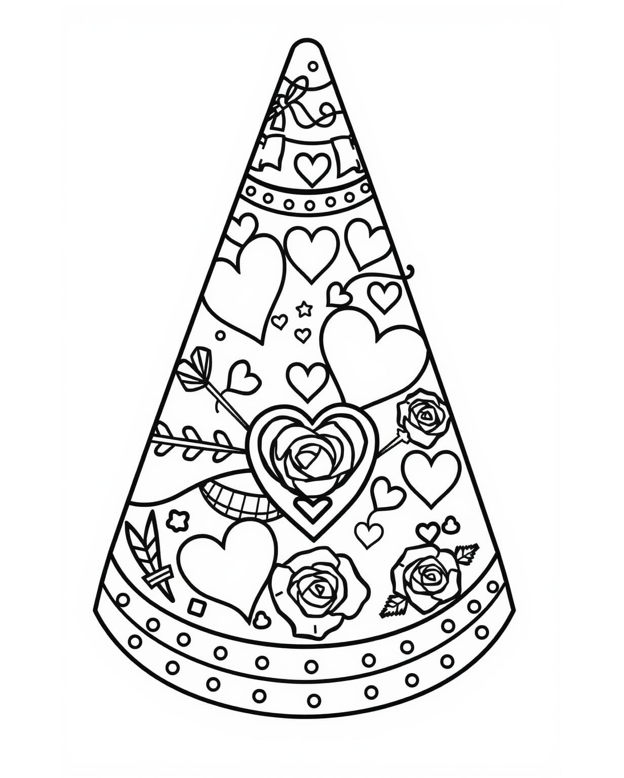 Valentine Party Hat Coloring Page