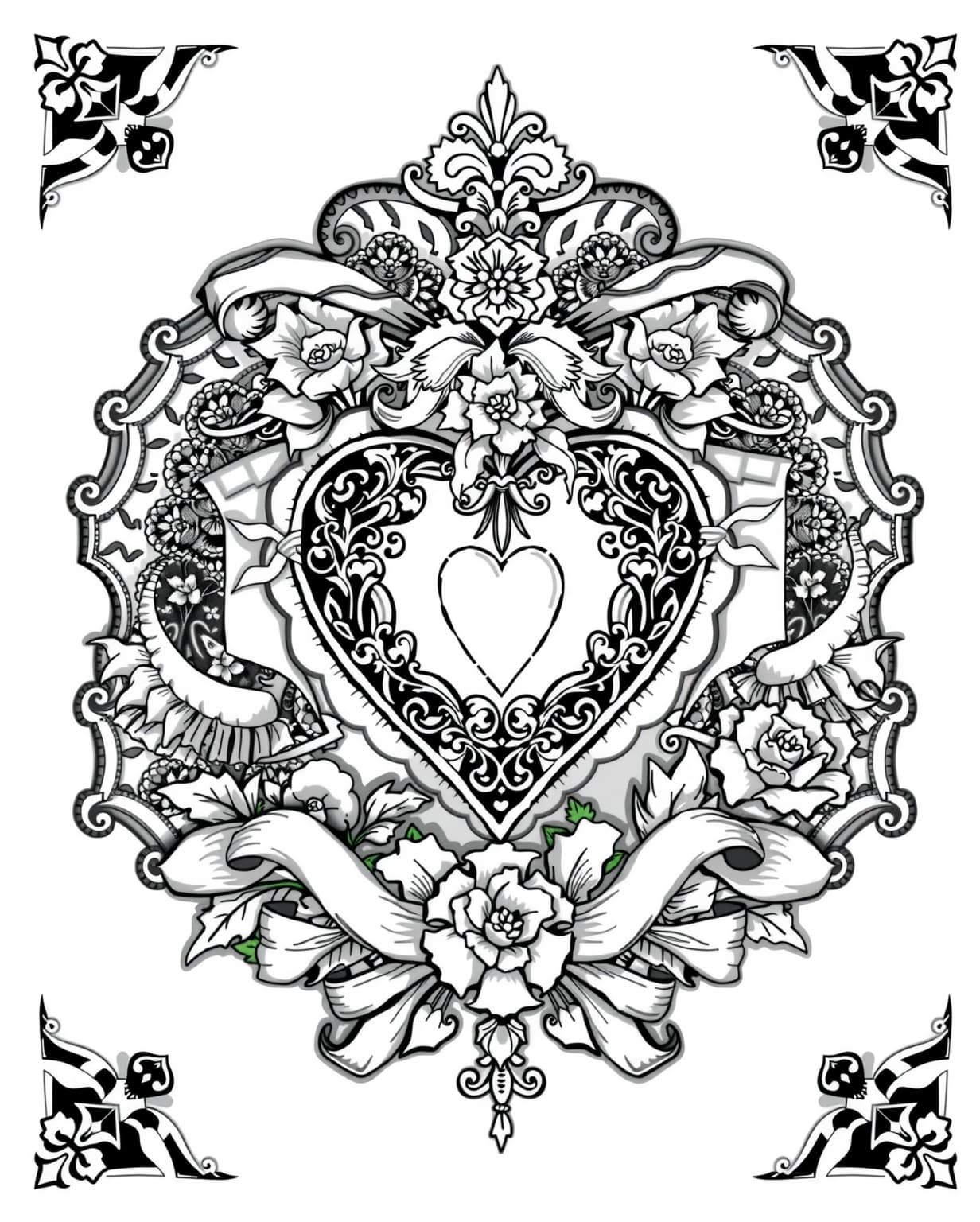 Victorian Valentine Coloring Page