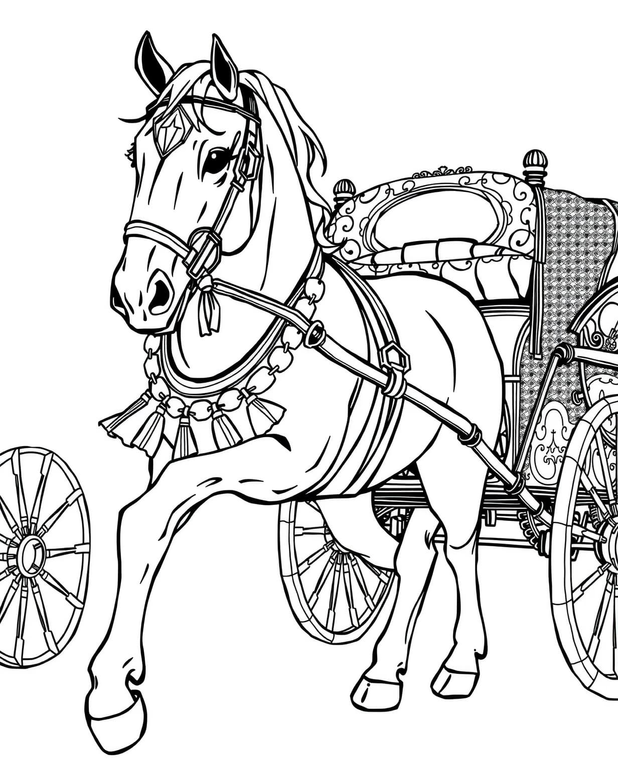 Vintage Carriage Horse Coloring Page