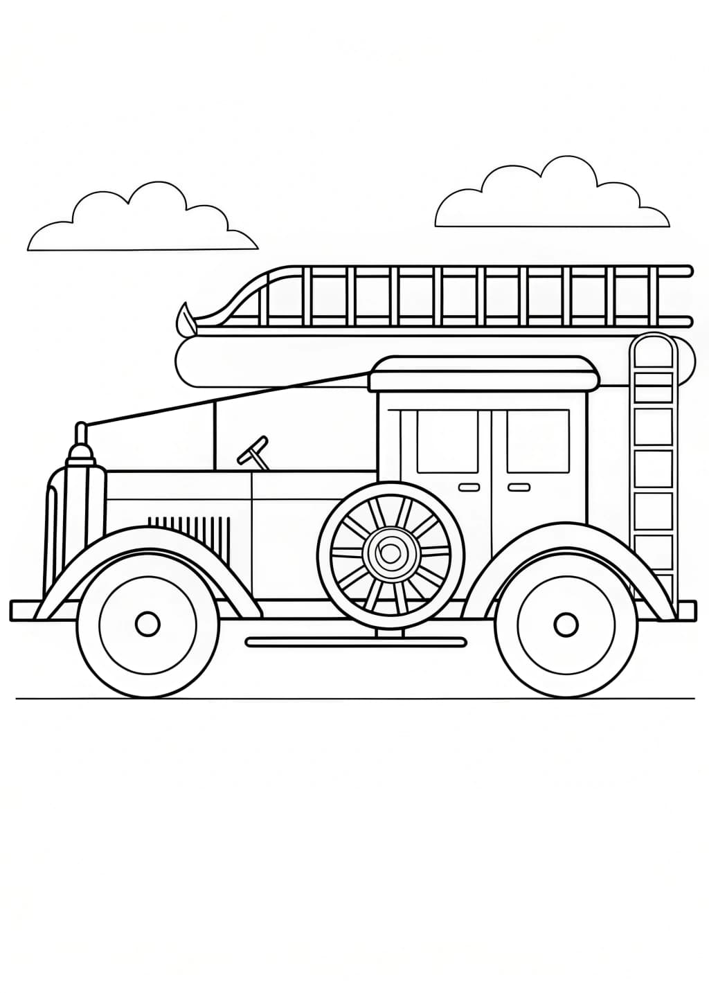 Vintage Fire Truck Coloring Page