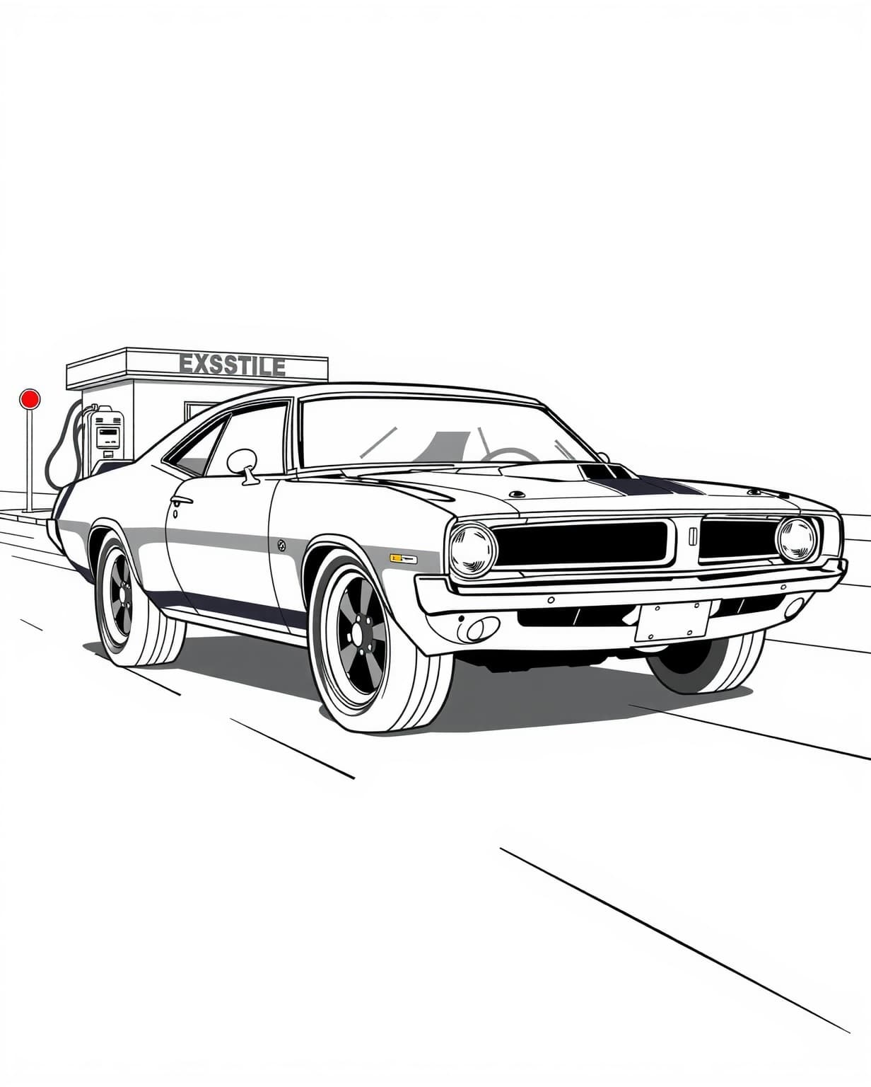Vintage Muscle Car Coloring Page