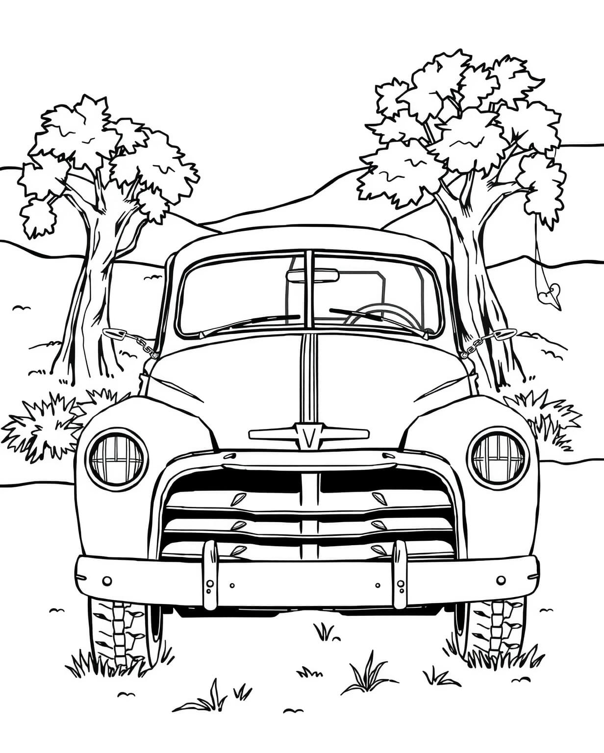 Vintage Pickup Truck Coloring Page