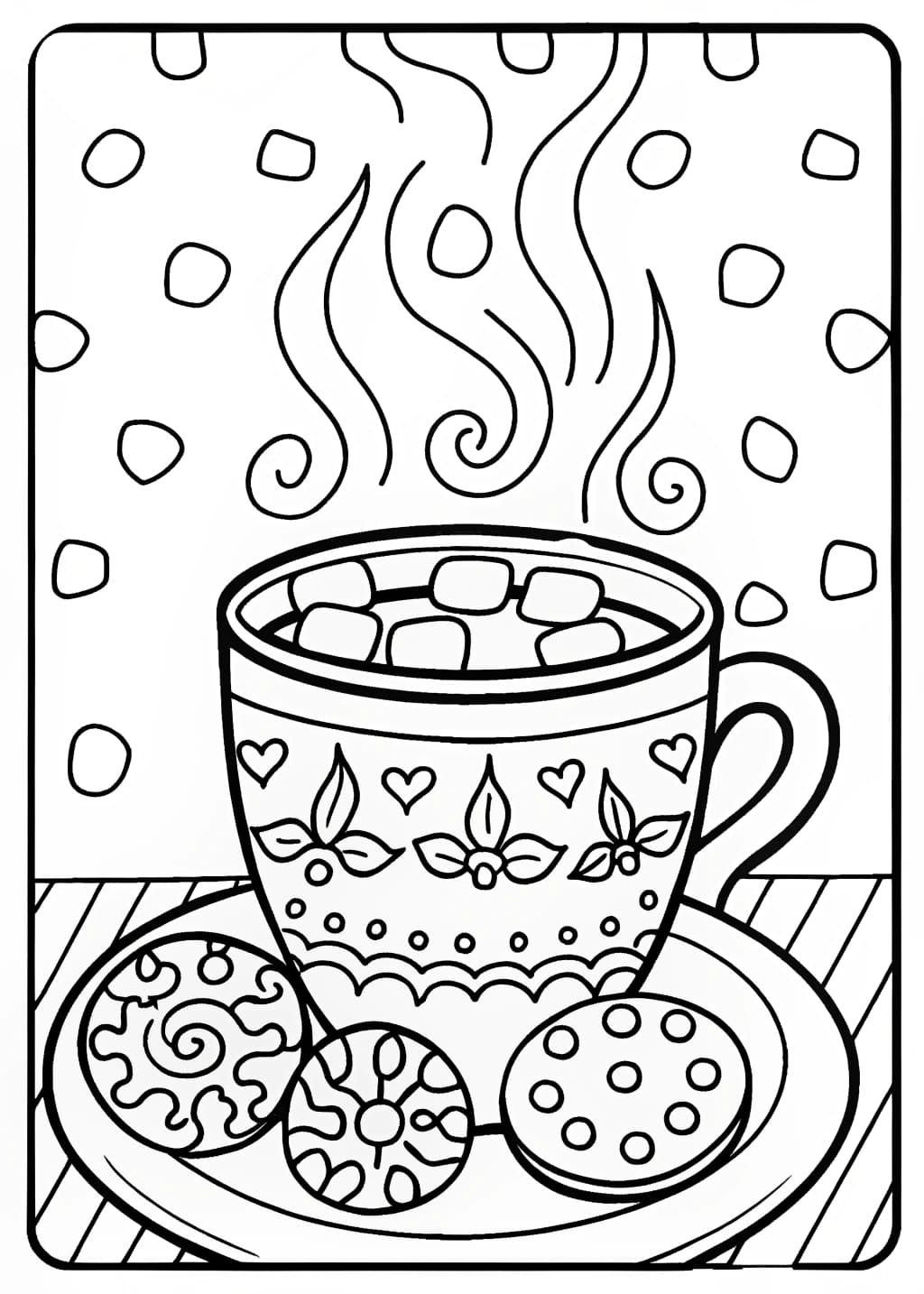 Warm Cup of Hot Cocoa Coloring Page