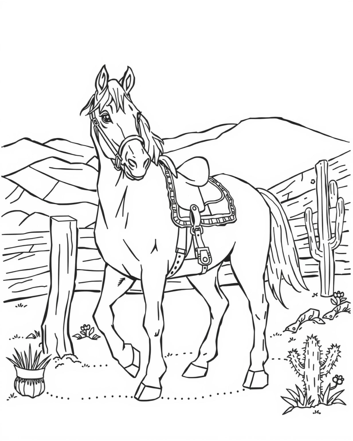Western Horse Coloring Page
