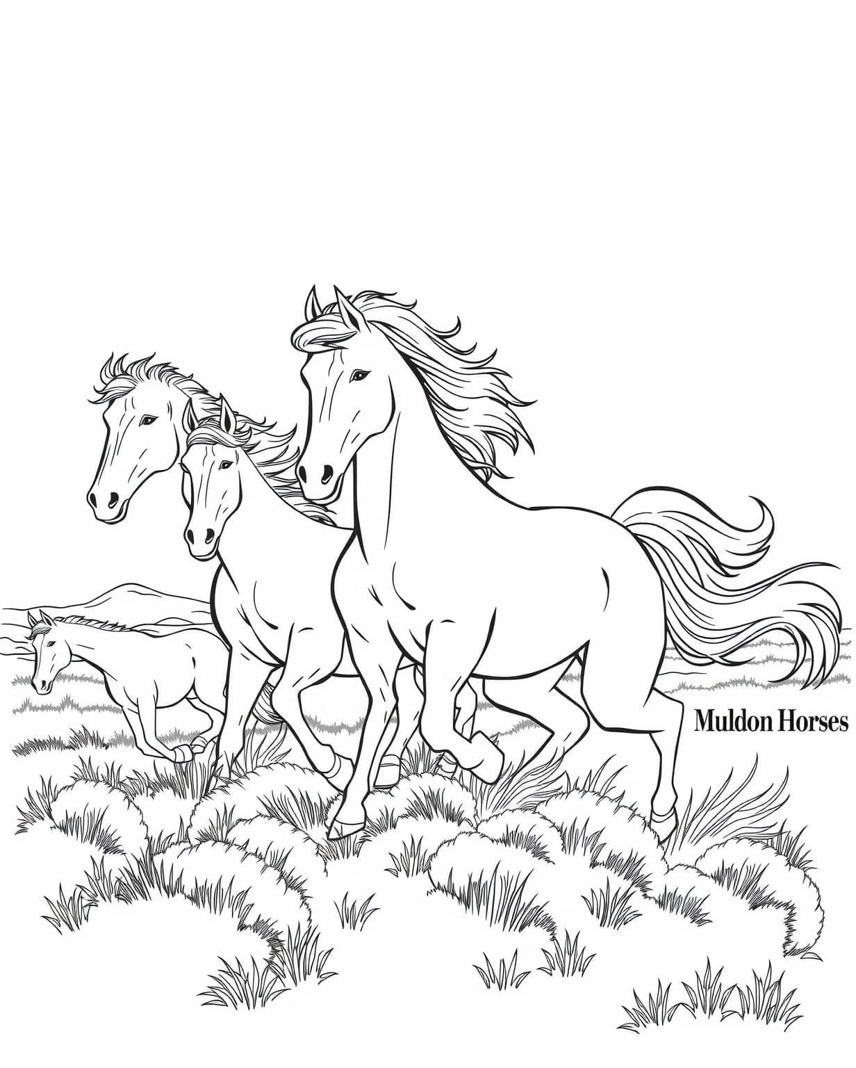 Wild Horses Coloring Page