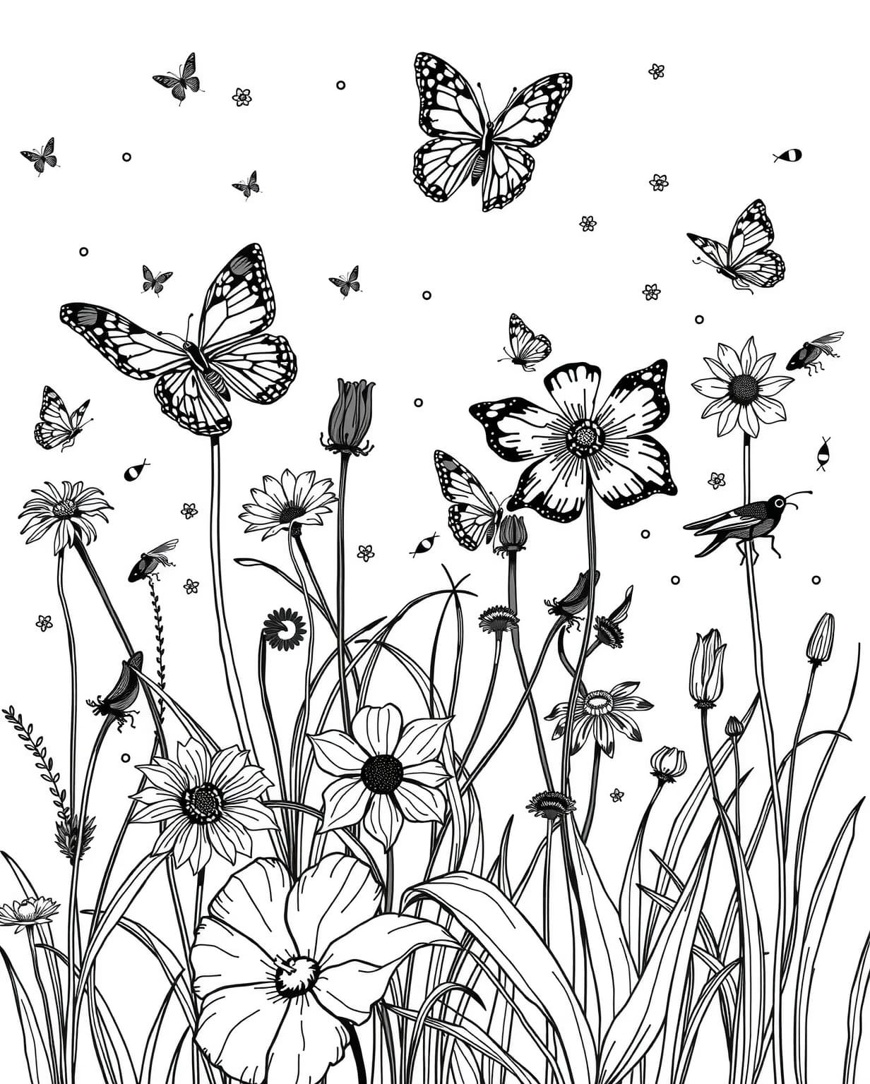 Wildflower Meadow Coloring Page