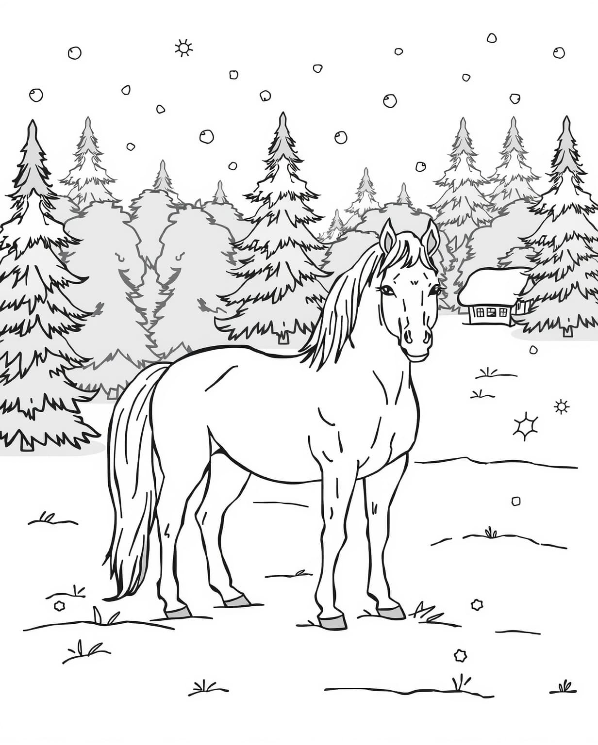 Winter Horse Coloring Page