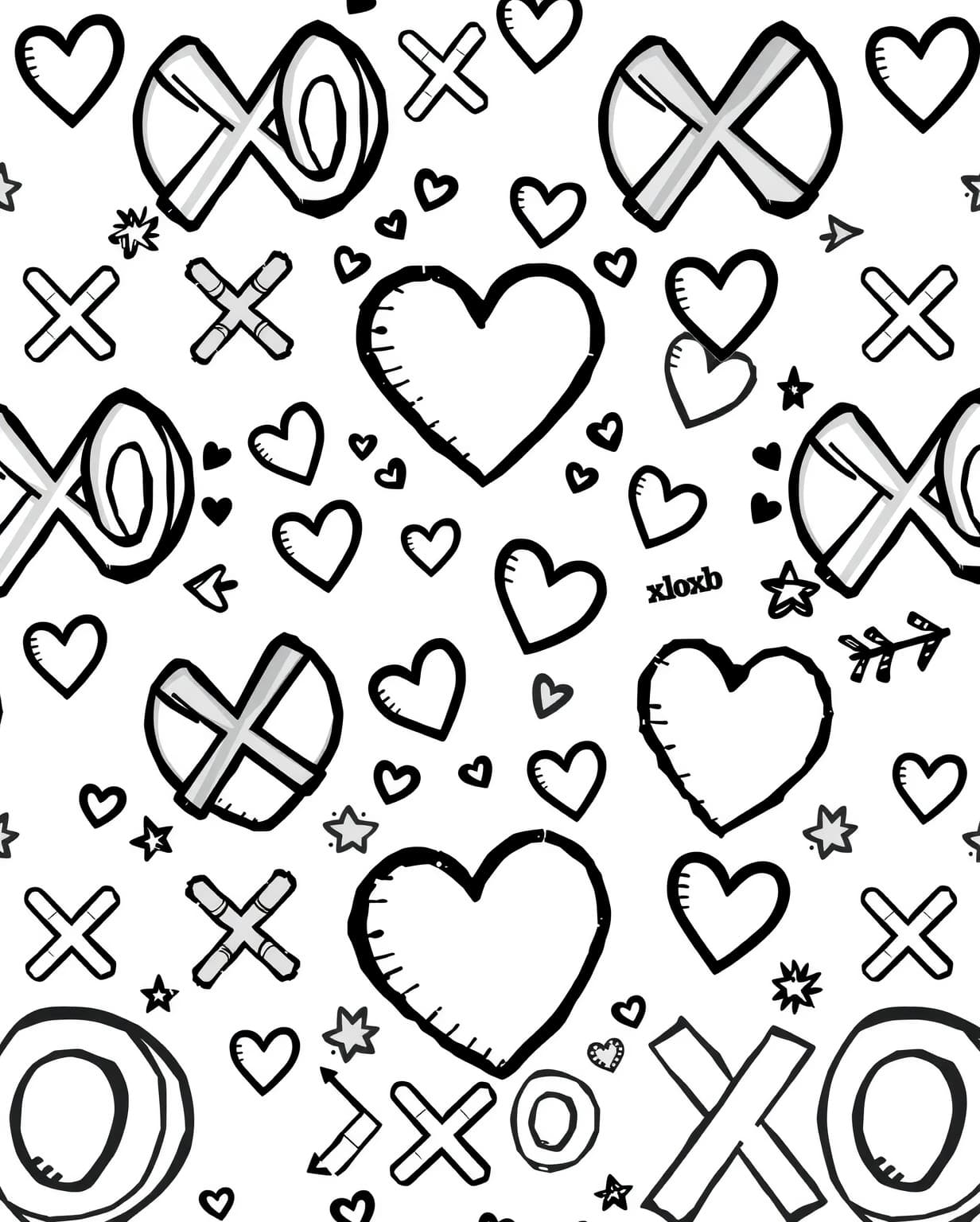 XOXO Pattern Coloring Page