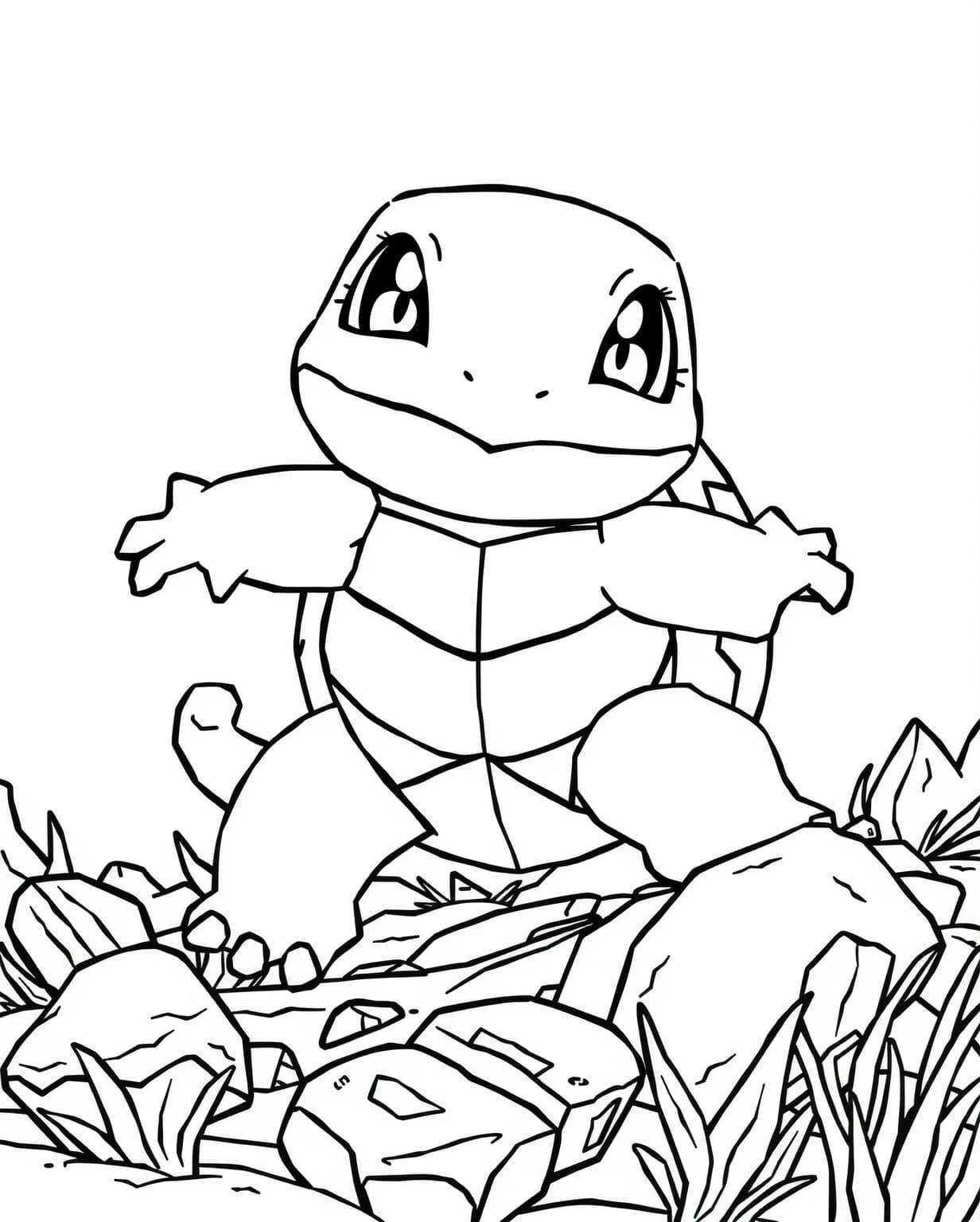 Adventurous Squirtle Journey Coloring Page
