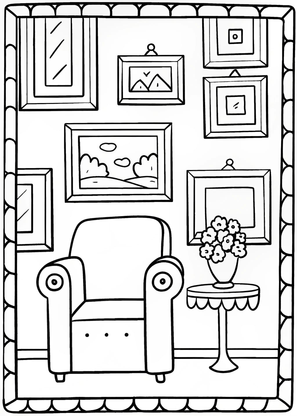 Art Gallery In A Cozy Corner Coloring Page
