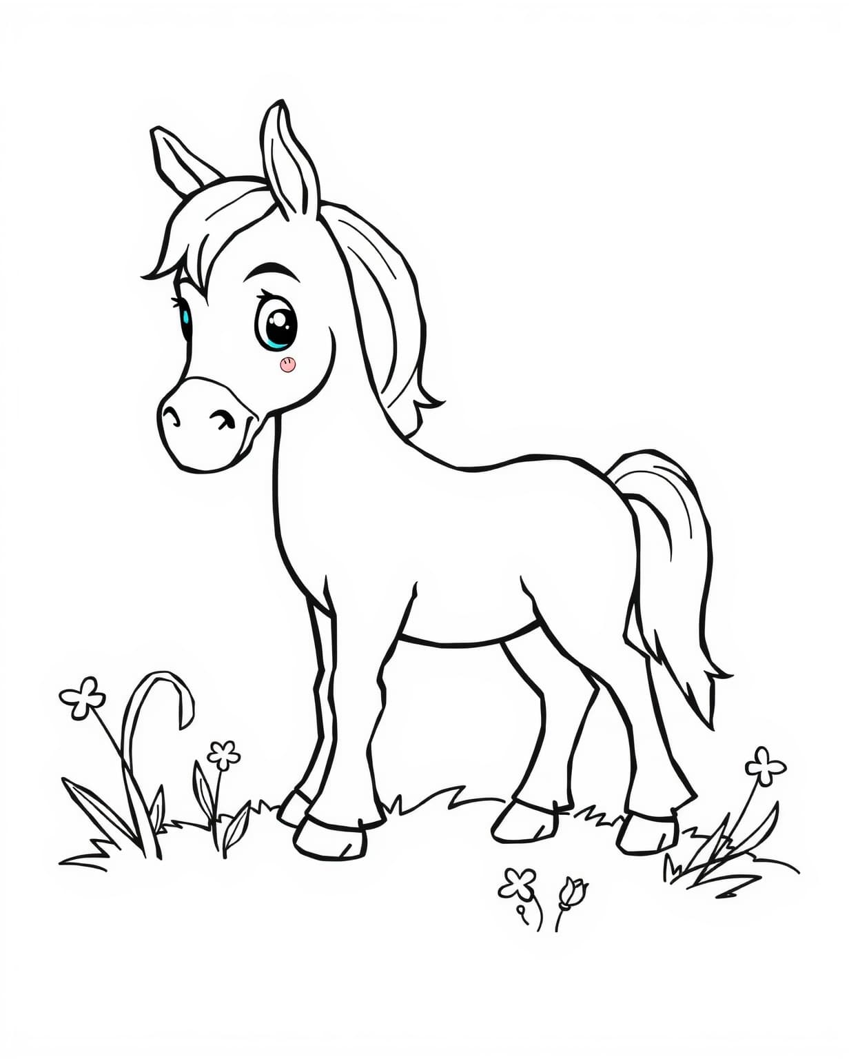 Baby Horse Coloring Page For Preschoolers