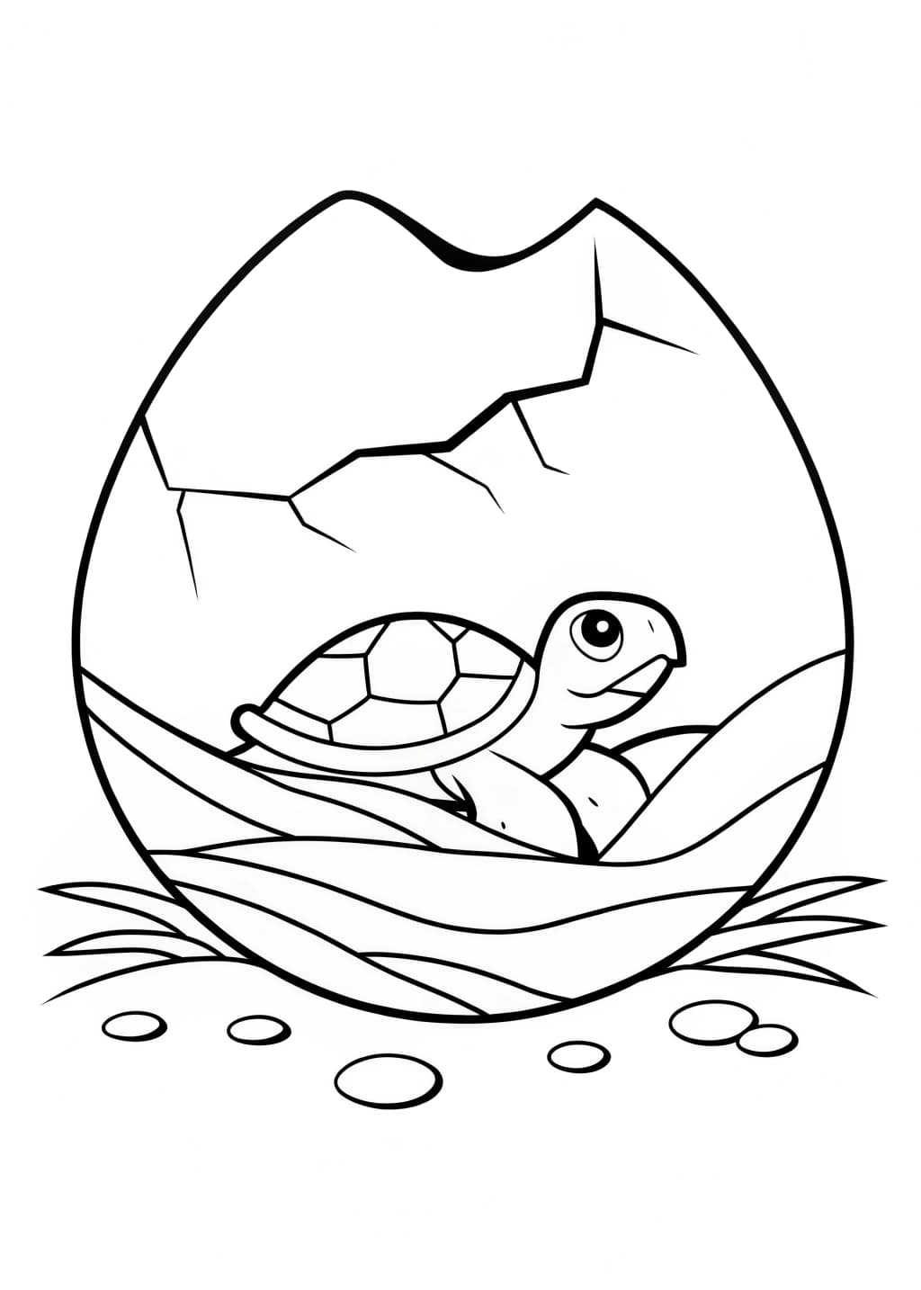 Baby Sea Turtle Hatching From An Egg Coloring Page