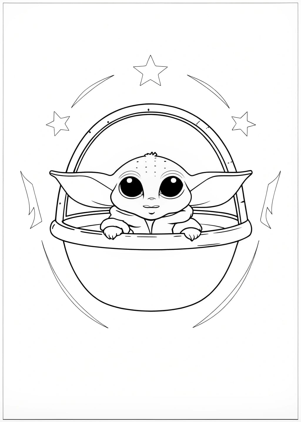 Baby Yoda From Star Wars Coloring Page