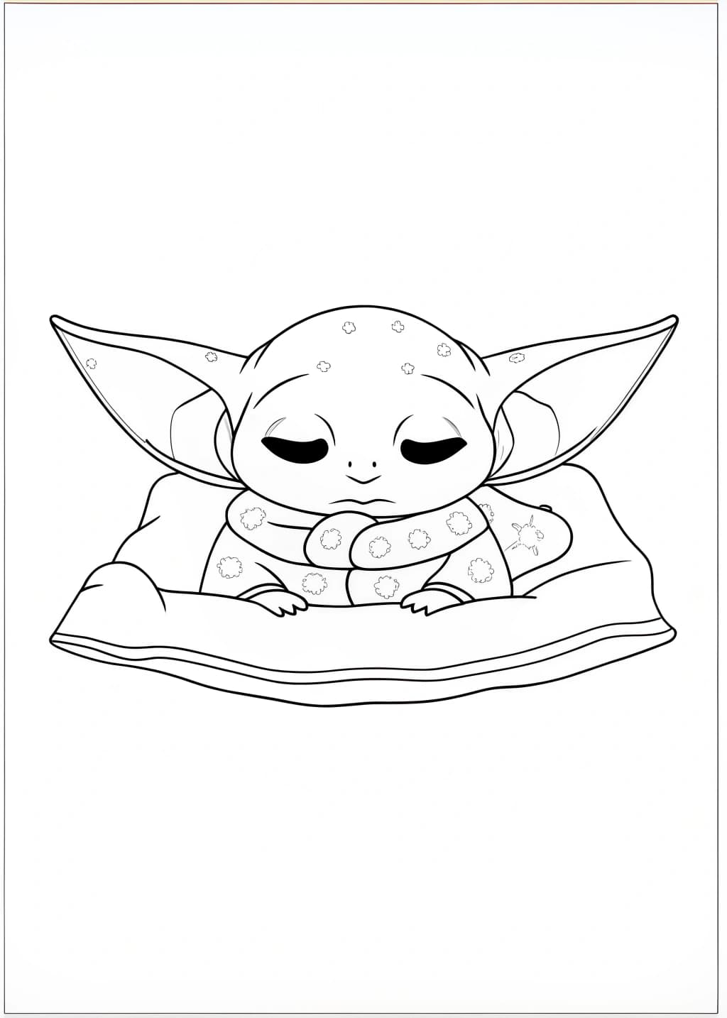 Baby Yoda Sleeping Peacefully Coloring Page