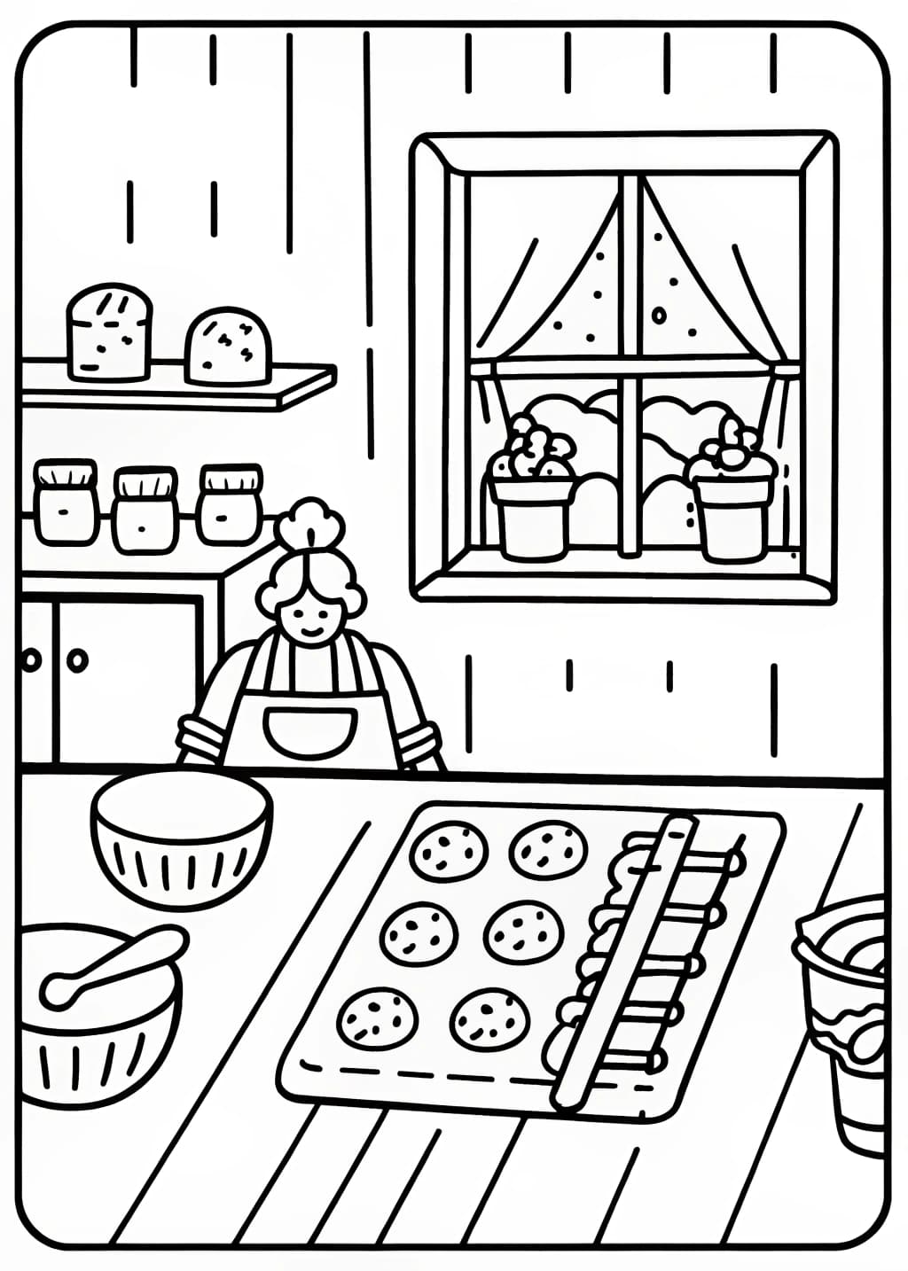 Baking In A Warm Kitchen Coloring Page