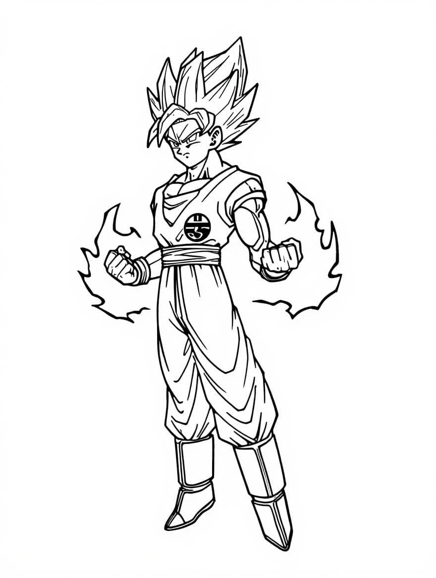 Battle Ready Goku In Armor Coloring Sheet