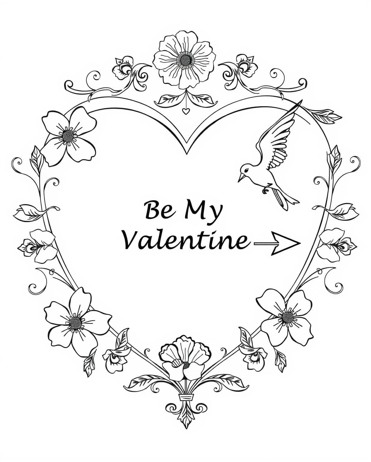 Be My Valentine Personalized Coloring Page