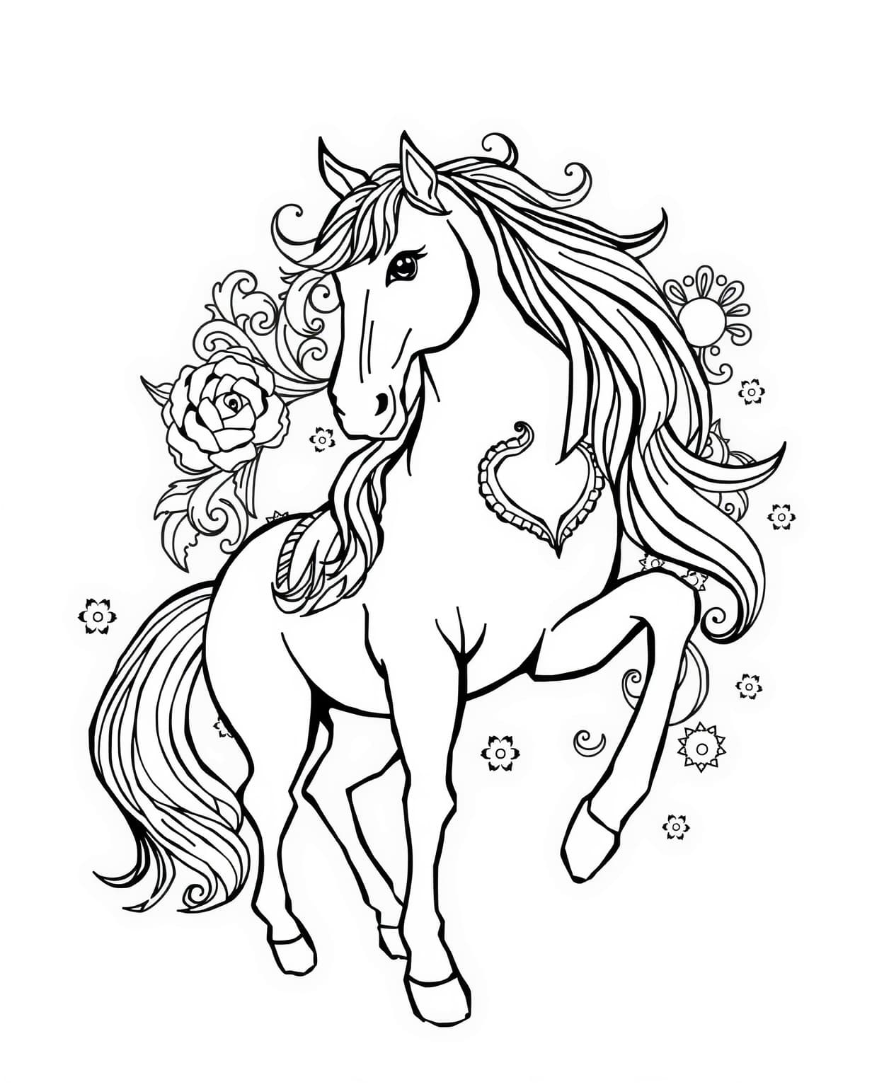 Beautiful Horse Coloring Page For Adults