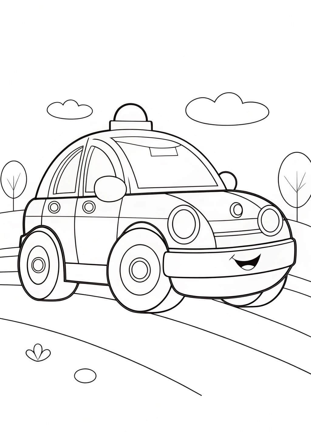 Cartoon Style Police Car Coloring Page