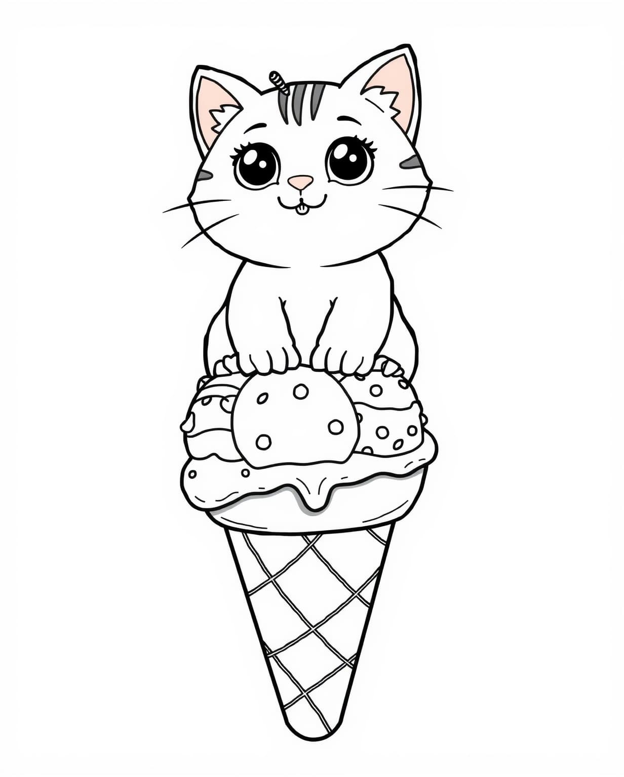 Cat Ice Cream Coloring Page for Coloring Fun