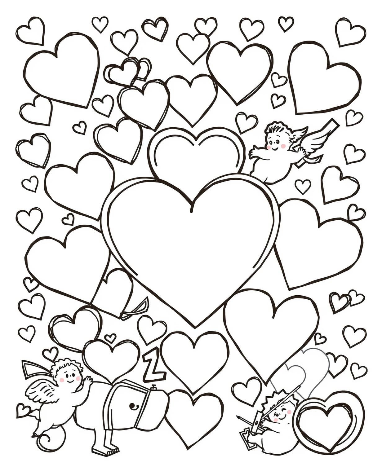 Color-By-Number Valentine Coloring Page