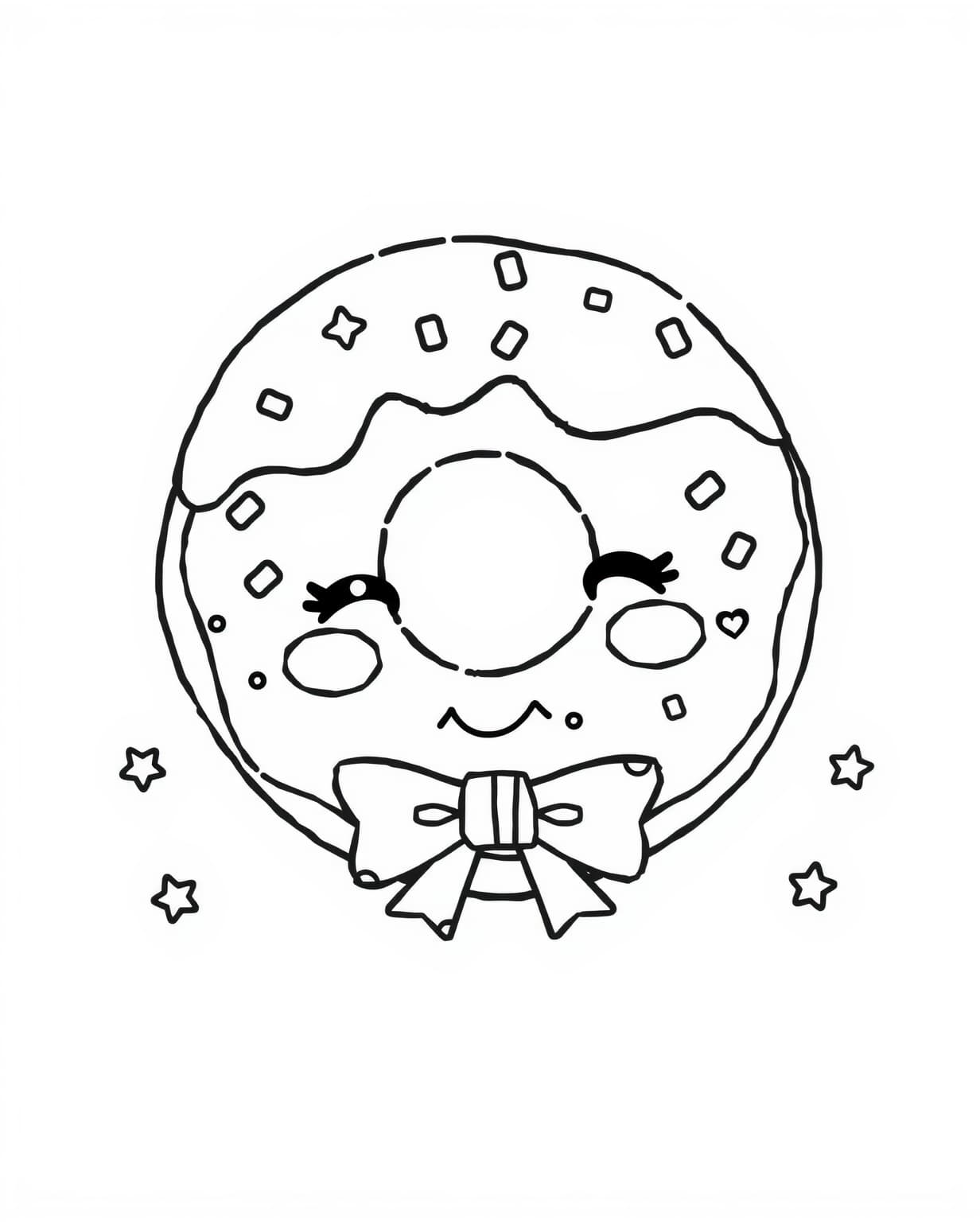 Cute Donut Coloring Page for Creative Fun