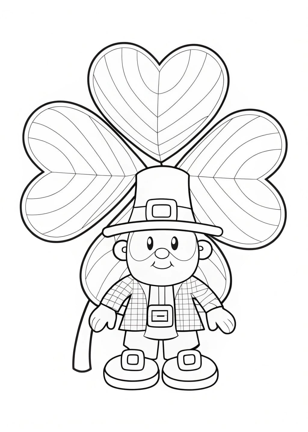 Cute Leprechaun Holding A Shamrock Coloring Page